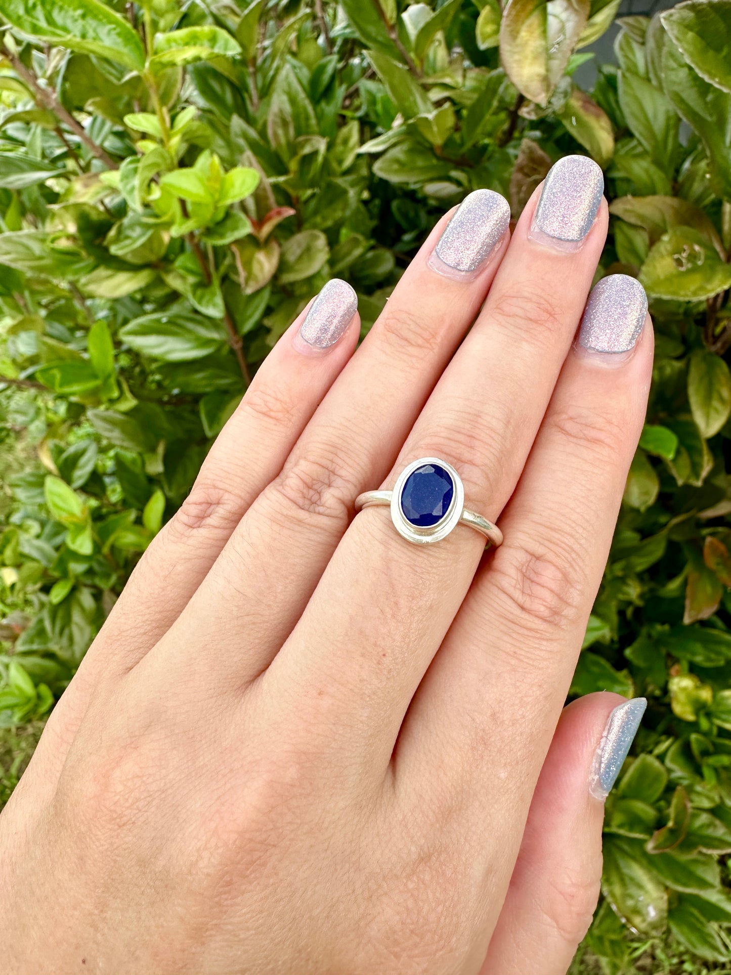 Sapphire Sterling Silver Ring Size 9.25 - Natural Gemstone Jewelry - Elegant Boho Style Statement Ring - Unique Gift for Her