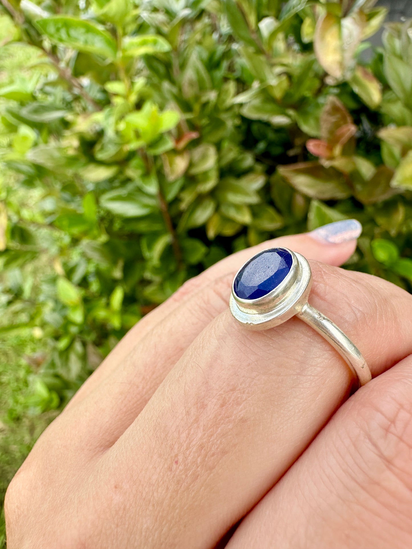 Sapphire Sterling Silver Ring Size 9.25 - Natural Gemstone Jewelry - Elegant Boho Style Statement Ring - Unique Gift for Her