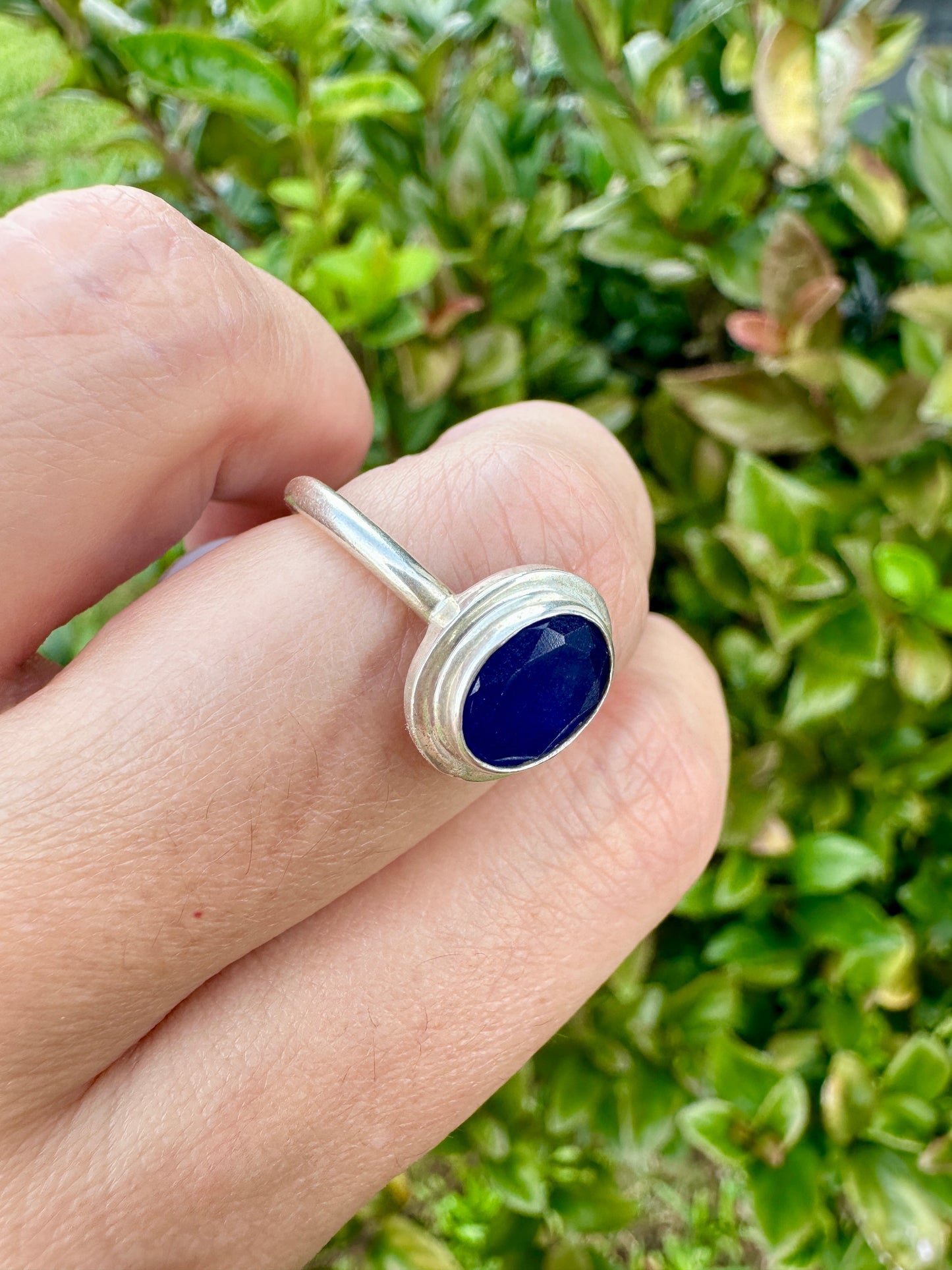 Sapphire Sterling Silver Ring Size 9.25 - Natural Gemstone Jewelry - Elegant Boho Style Statement Ring - Unique Gift for Her