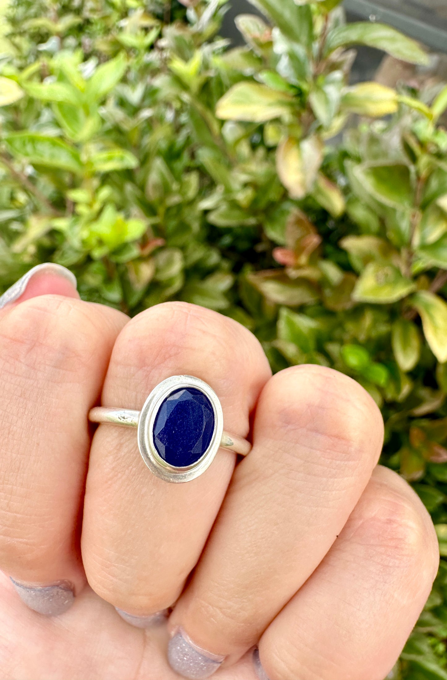 Sapphire Sterling Silver Ring Size 9.25 - Natural Gemstone Jewelry - Elegant Boho Style Statement Ring - Unique Gift for Her