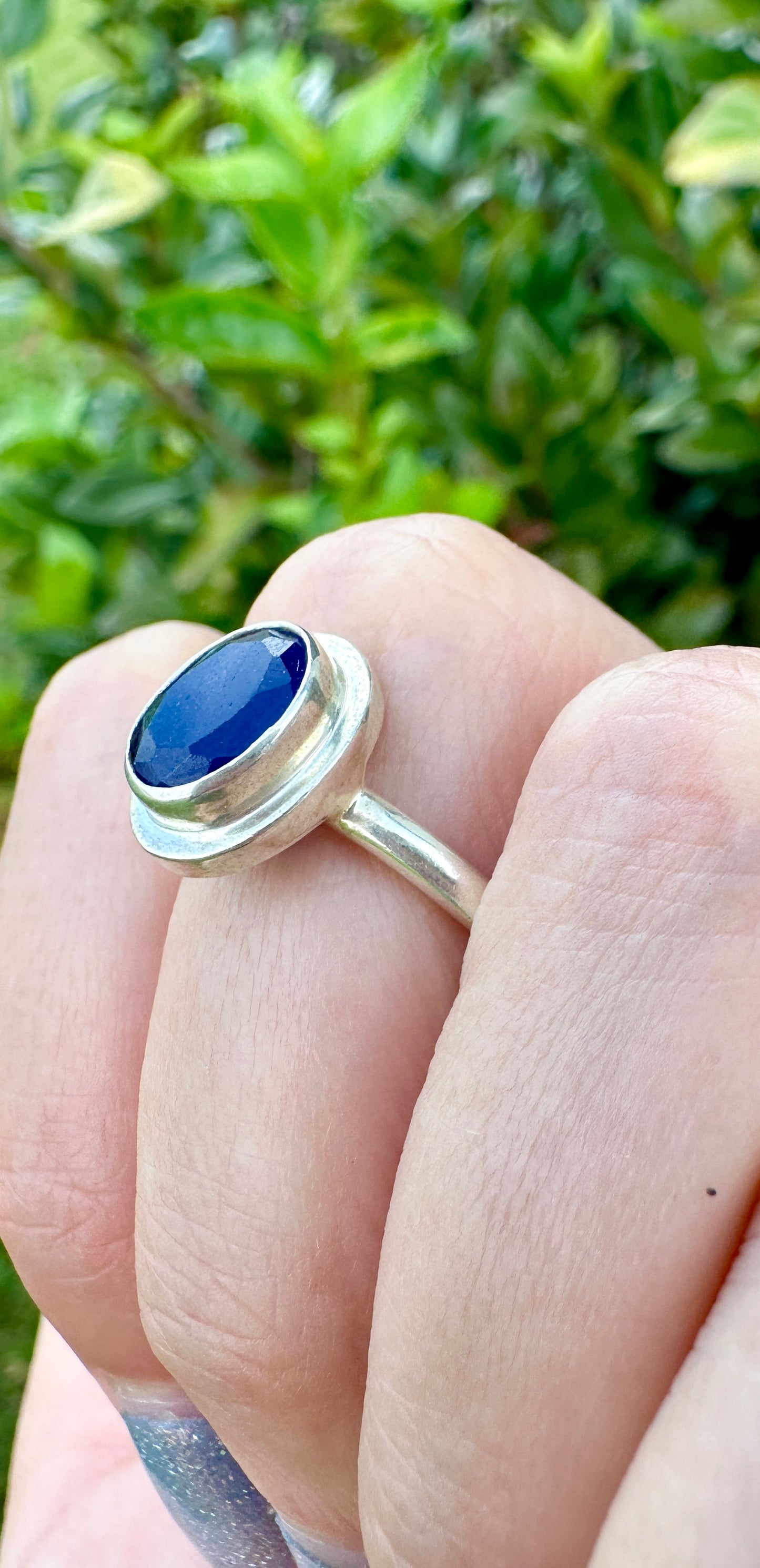 Sapphire Sterling Silver Ring Size 9.25 - Natural Gemstone Jewelry - Elegant Boho Style Statement Ring - Unique Gift for Her