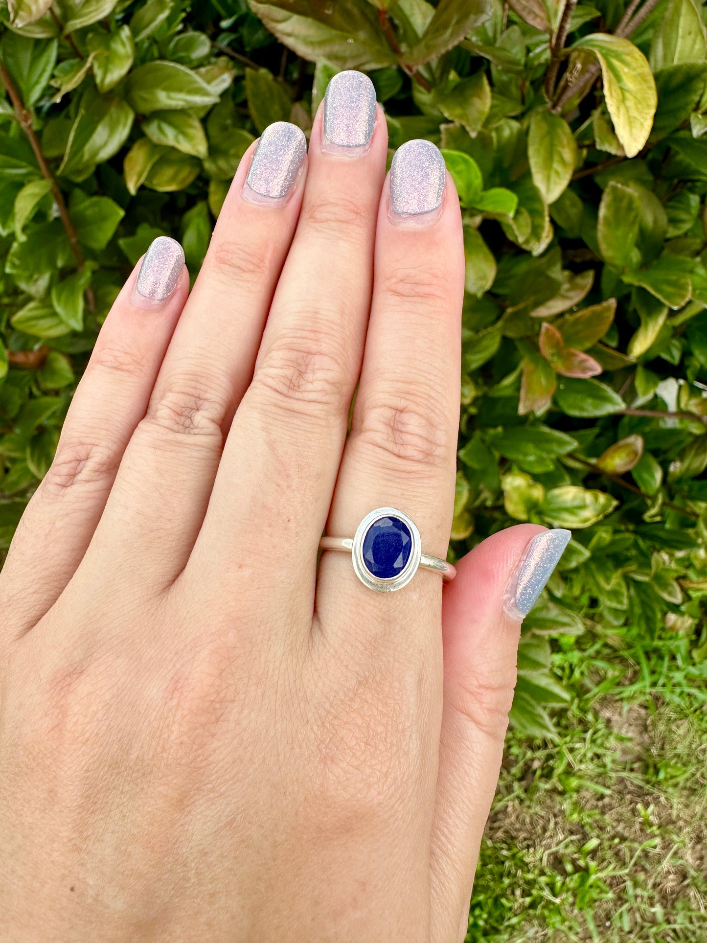 Sapphire Sterling Silver Ring Size 9.25 - Natural Gemstone Jewelry - Elegant Boho Style Statement Ring - Unique Gift for Her