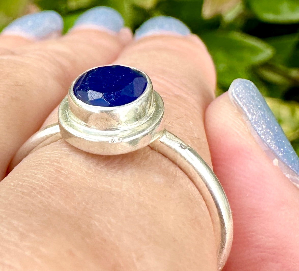 Sapphire Sterling Silver Ring Size 9.25 - Natural Gemstone Jewelry - Elegant Boho Style Statement Ring - Unique Gift for Her