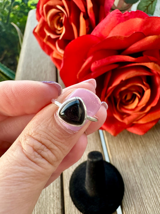 Sophisticated Sterling Silver Black Onyx Ring - Size 5.75, A Symbol of Protection and Elegance, Perfect for Everyday Wear