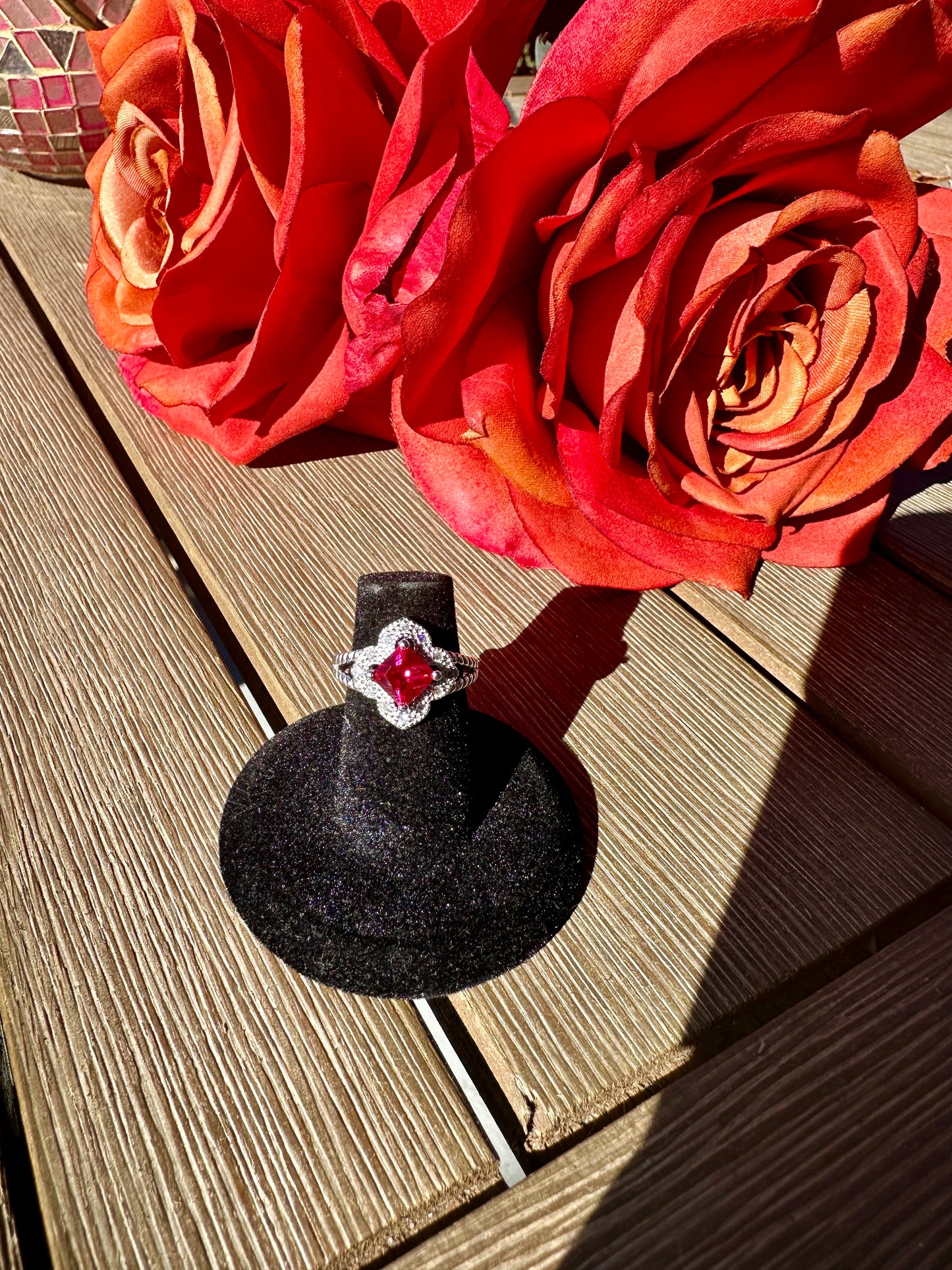 Ruby - Sterling Silver Ruby Ring - Size 6 Ring