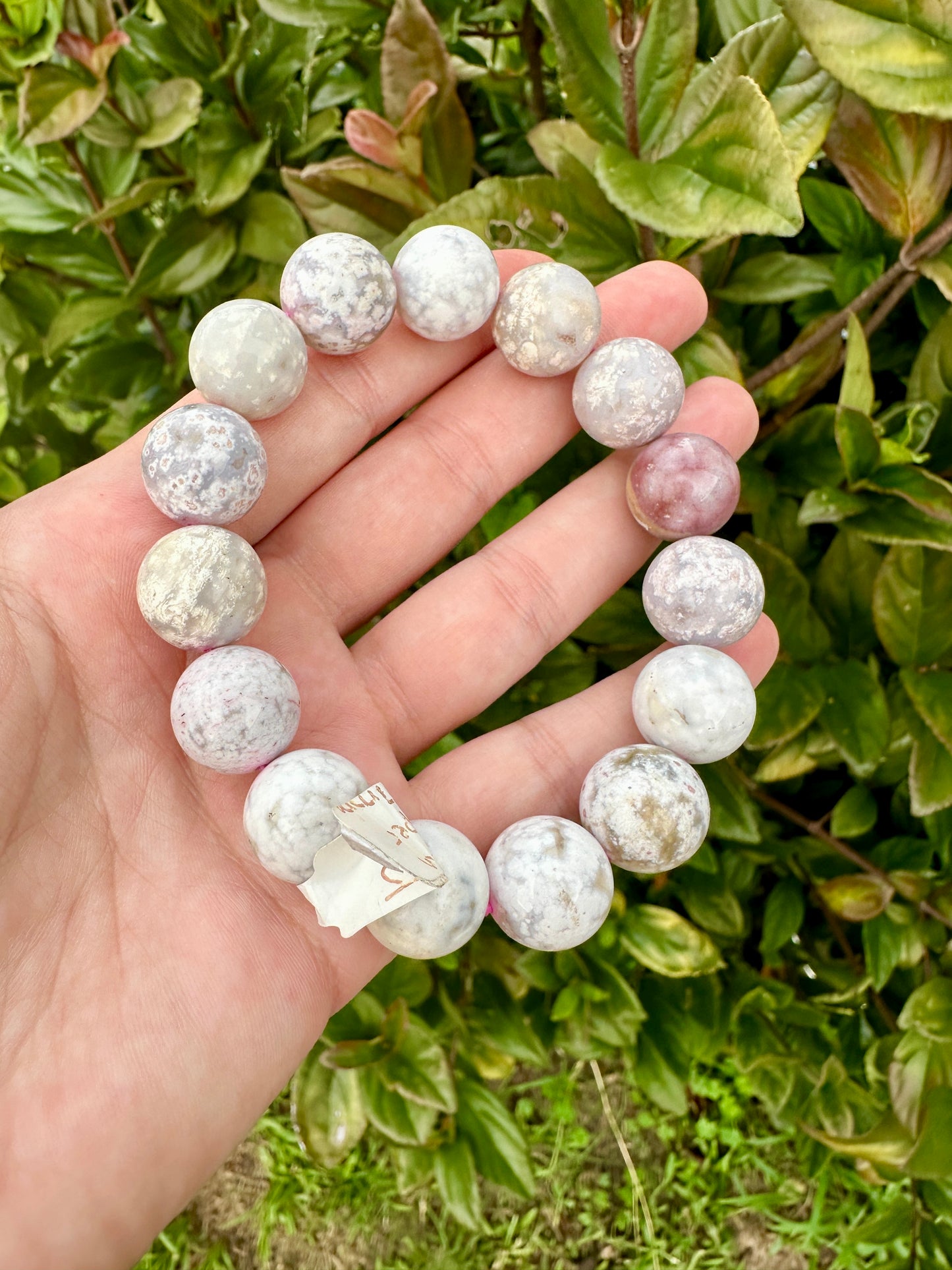 Ocean Jasper 14.7mm Bead Bracelet - Handmade Natural Gemstone Jewelry - Unique Healing Stone Bracelet - Boho Style Statement Piece