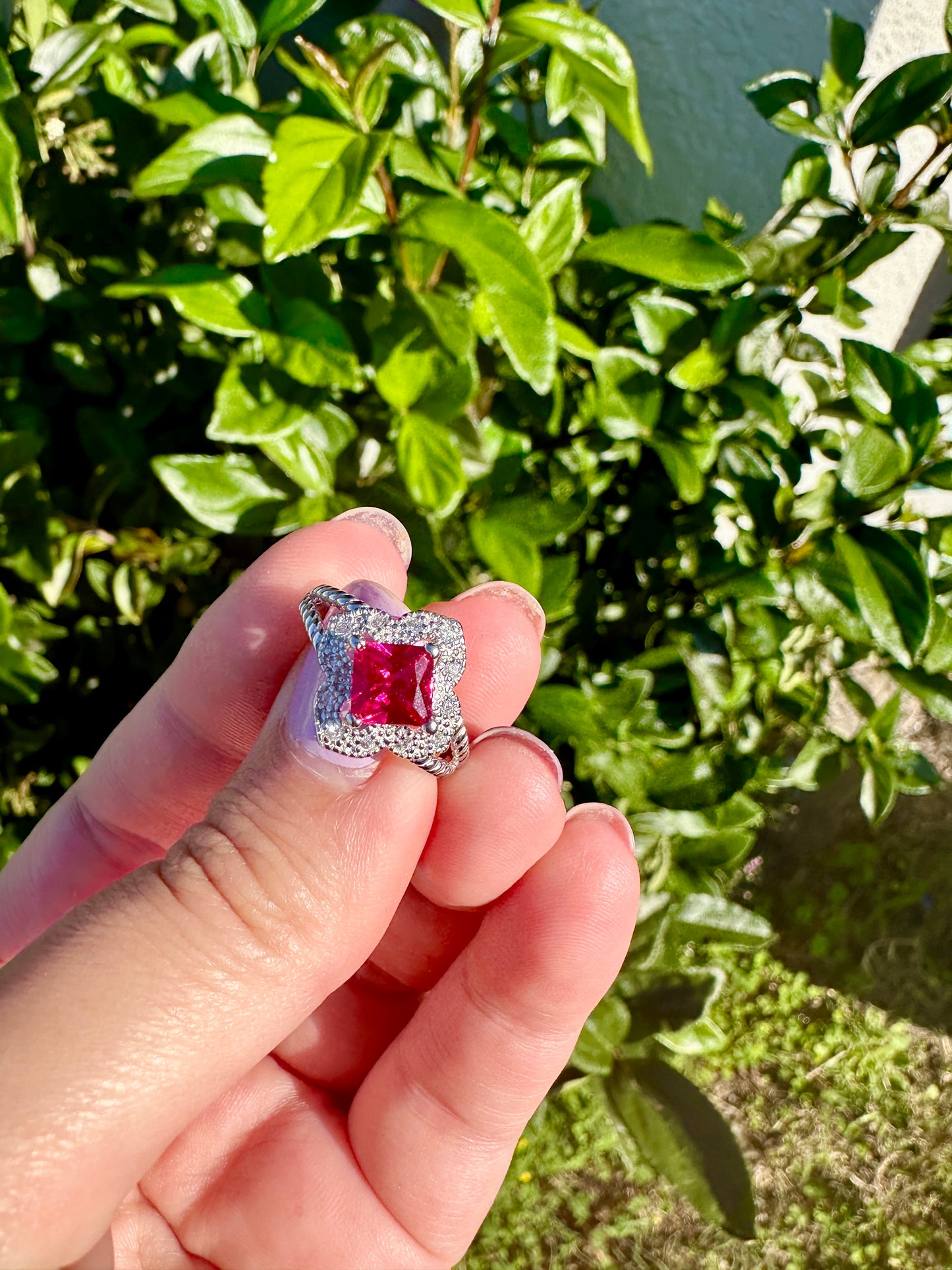 Ruby - Sterling Silver Ruby Ring - Size 6 Ring