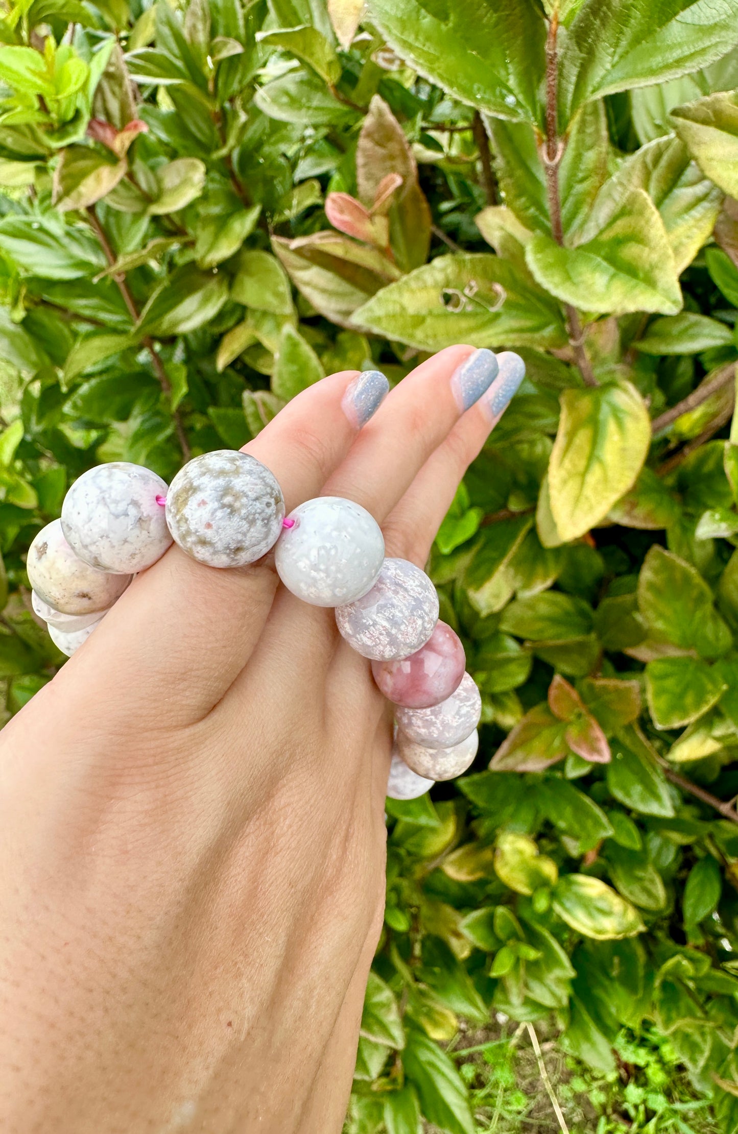 Ocean Jasper 14.7mm Bead Bracelet - Handmade Natural Gemstone Jewelry - Unique Healing Stone Bracelet - Boho Style Statement Piece