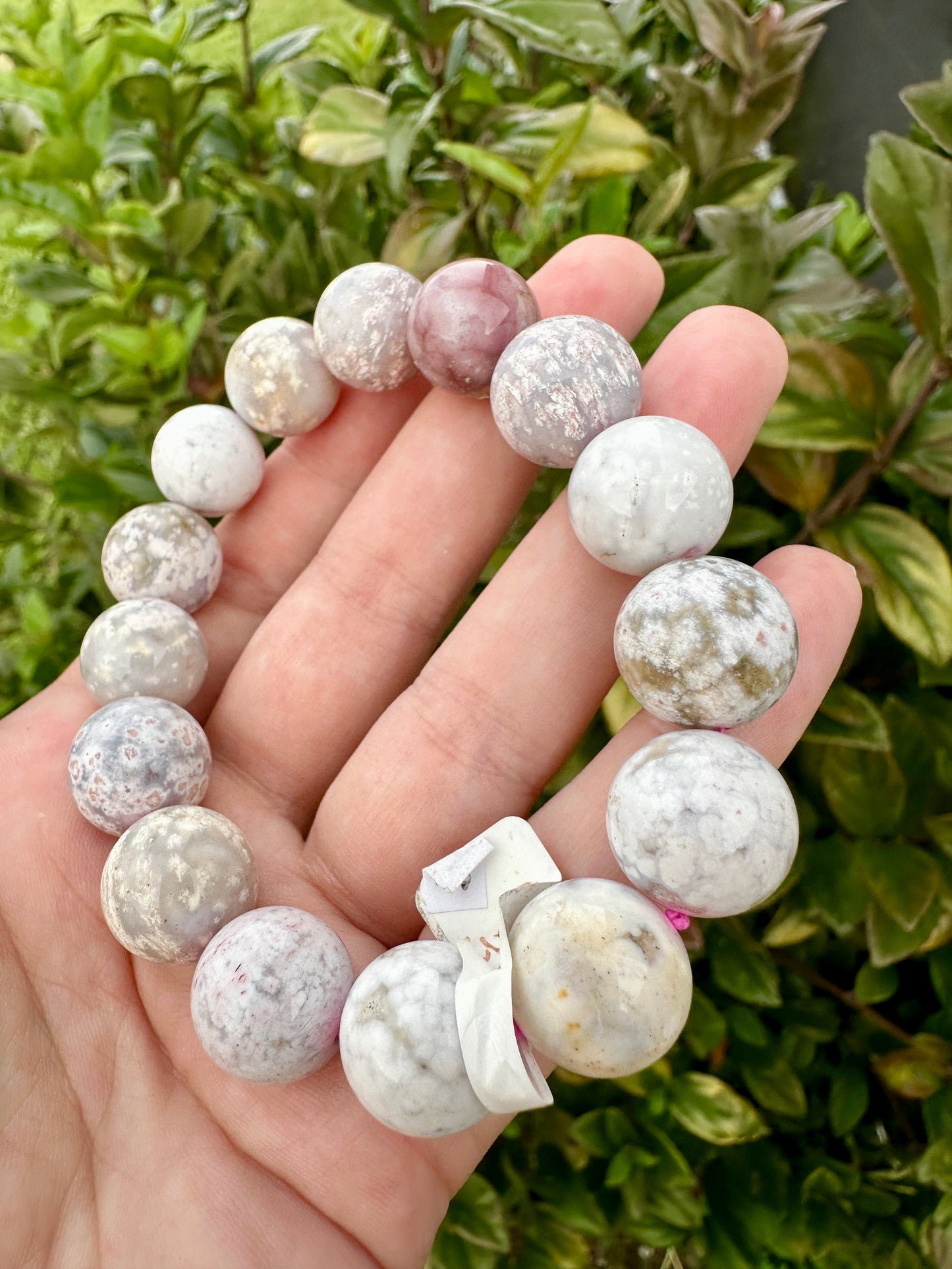 Ocean Jasper 14.7mm Bead Bracelet - Handmade Natural Gemstone Jewelry - Unique Healing Stone Bracelet - Boho Style Statement Piece