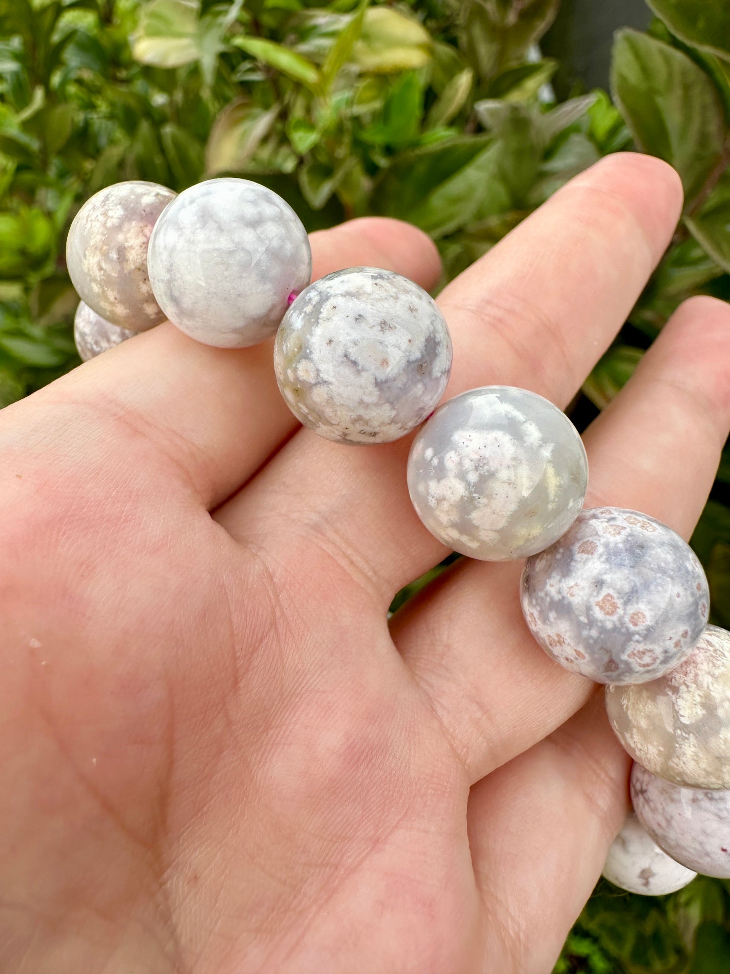 Ocean Jasper 14.7mm Bead Bracelet - Handmade Natural Gemstone Jewelry - Unique Healing Stone Bracelet - Boho Style Statement Piece