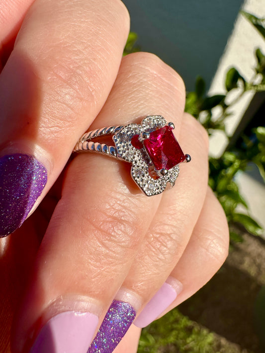 Ruby - Sterling Silver Ruby Ring - Size 6 Ring