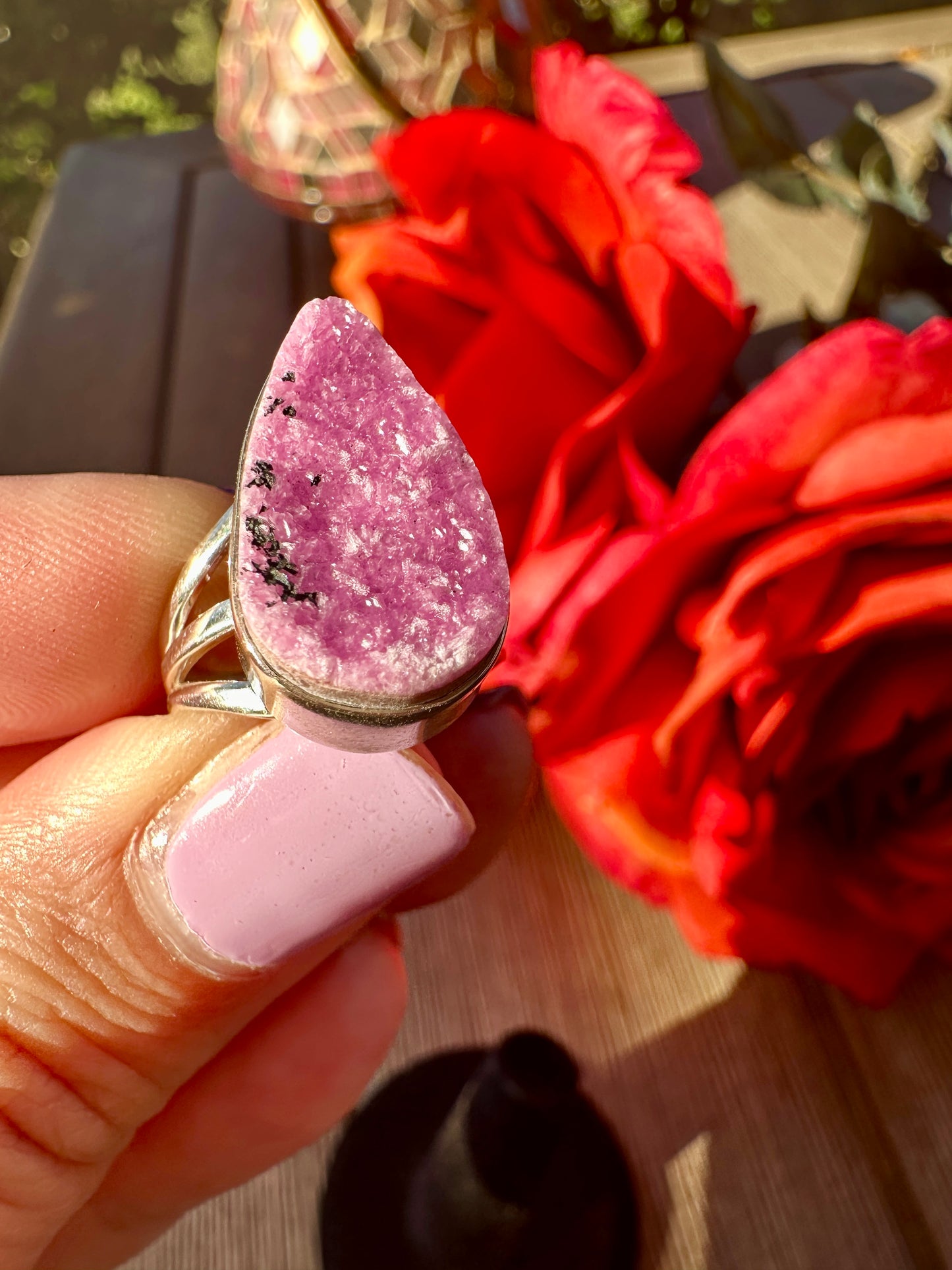 Cobaltoan Calcite Sterling Silver Ring Size 6 - Vibrant Pink Gemstone Jewelry for Love and Healing, Elegant Accessory