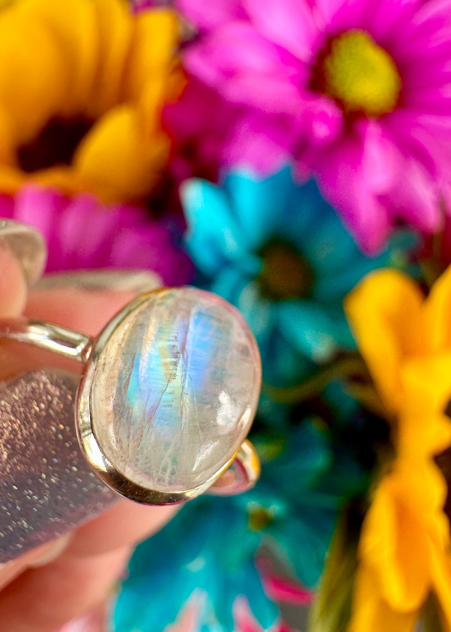 Sterling Silver Moonstone Ring Size 7.75, Captivating Gemstone Jewelry, Mystical Lunar Inspired Accessory, Unique Gift Idea