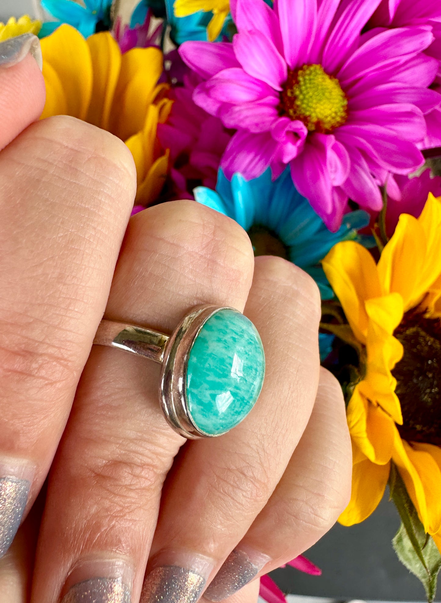 Stunning Amazonite Ring in Sterling Silver, Size 11 - Elegant Gemstone Jewelry, Perfect Gift for Special Occasions