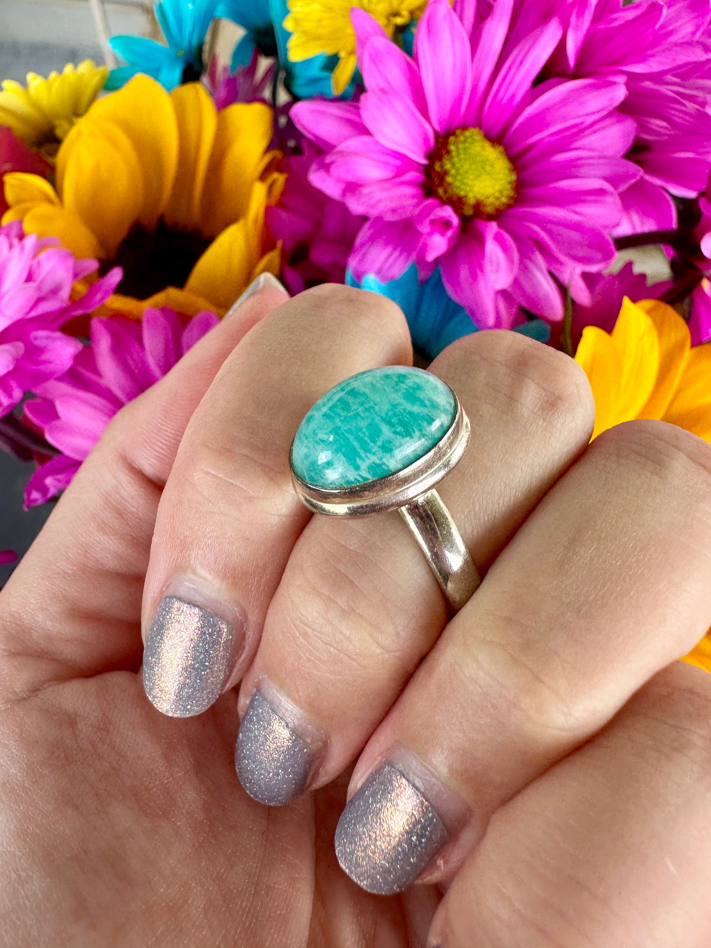 Stunning Amazonite Ring in Sterling Silver, Size 11 - Elegant Gemstone Jewelry, Perfect Gift for Special Occasions