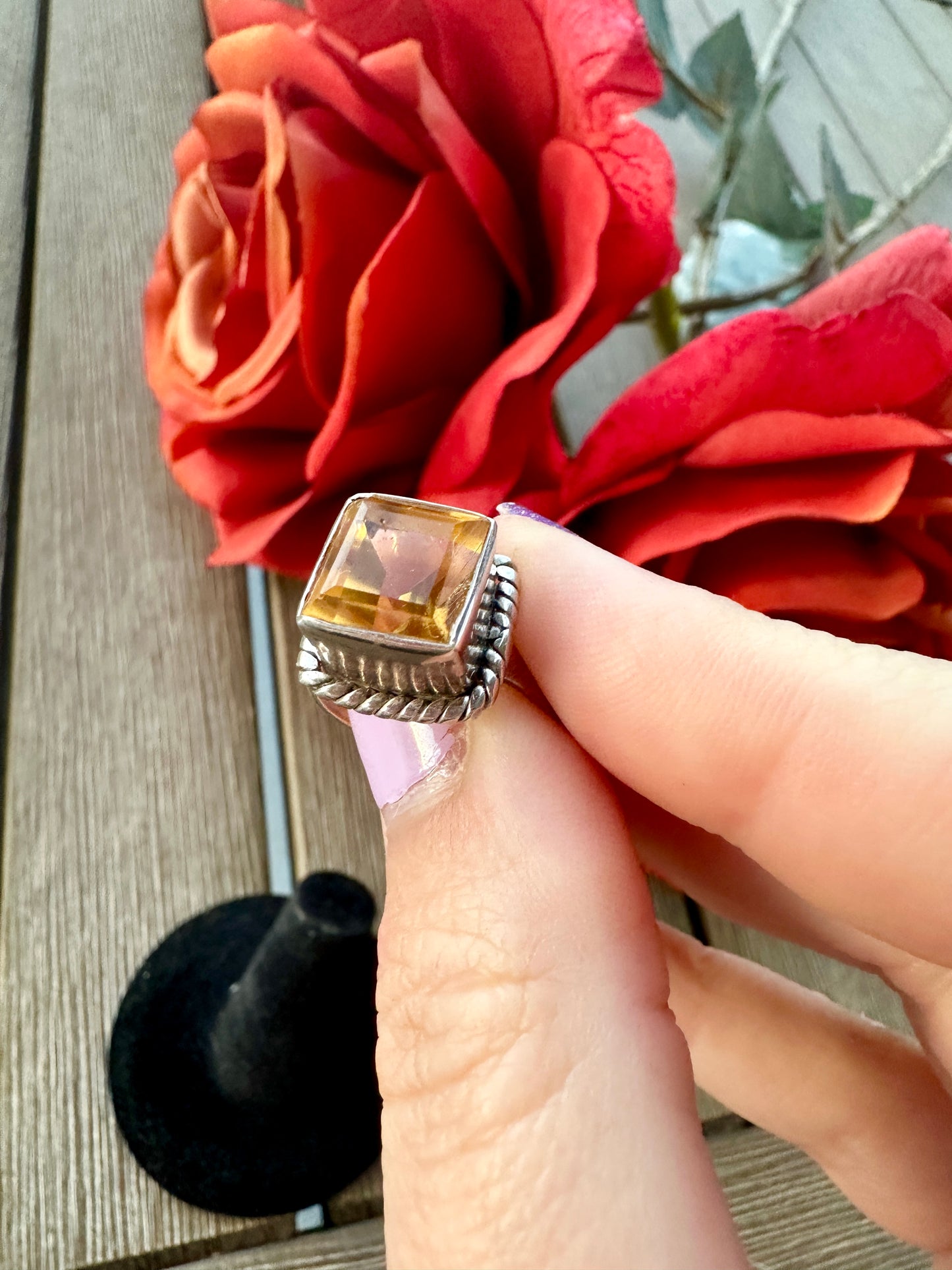 Citrine Ring Sterling Silver - Handcrafted Size 6 Citrine Gemstone Ring - Elegant Jewelry for Healing & Focus