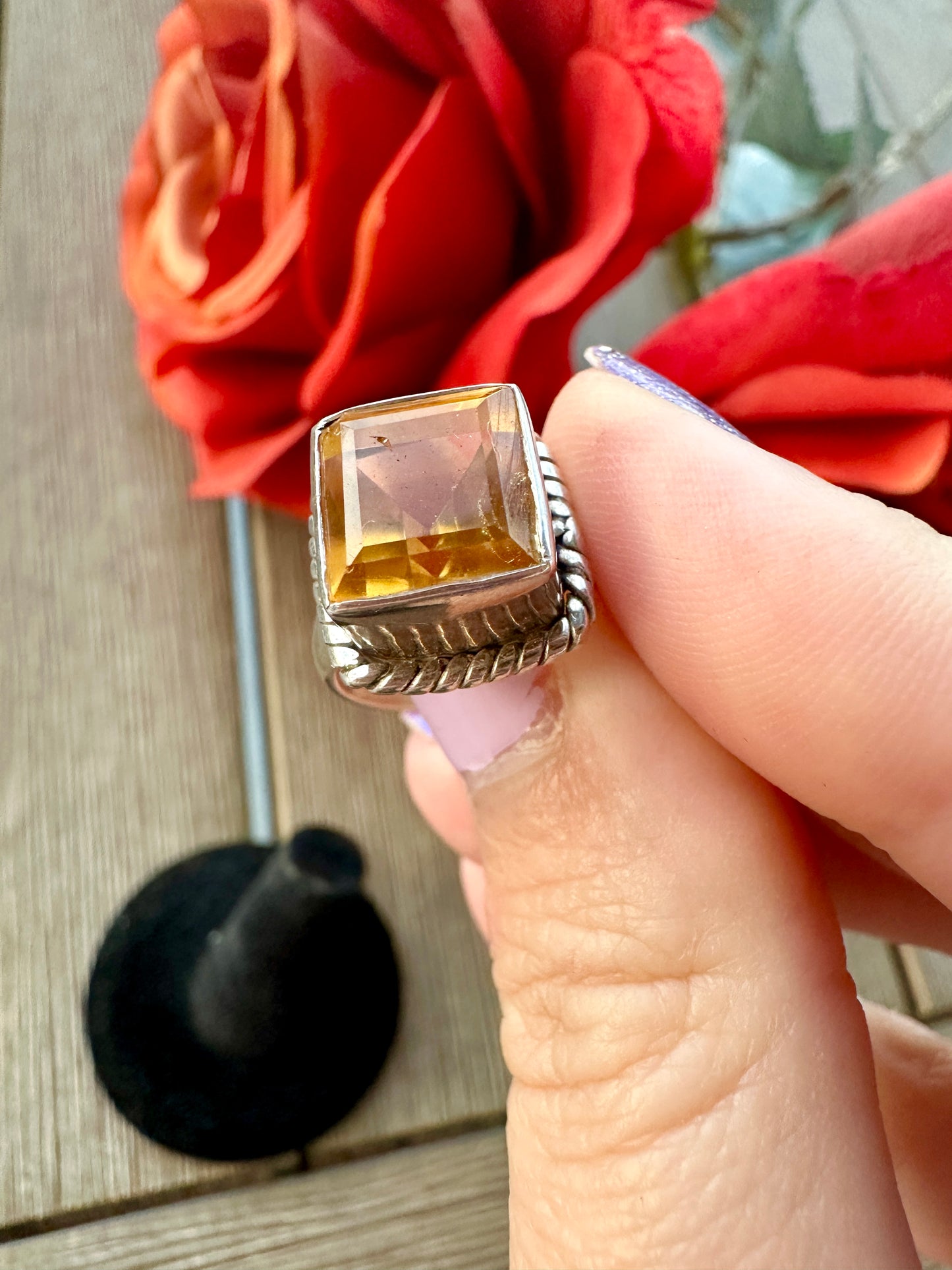 Citrine Ring Sterling Silver - Handcrafted Size 6 Citrine Gemstone Ring - Elegant Jewelry for Healing & Focus