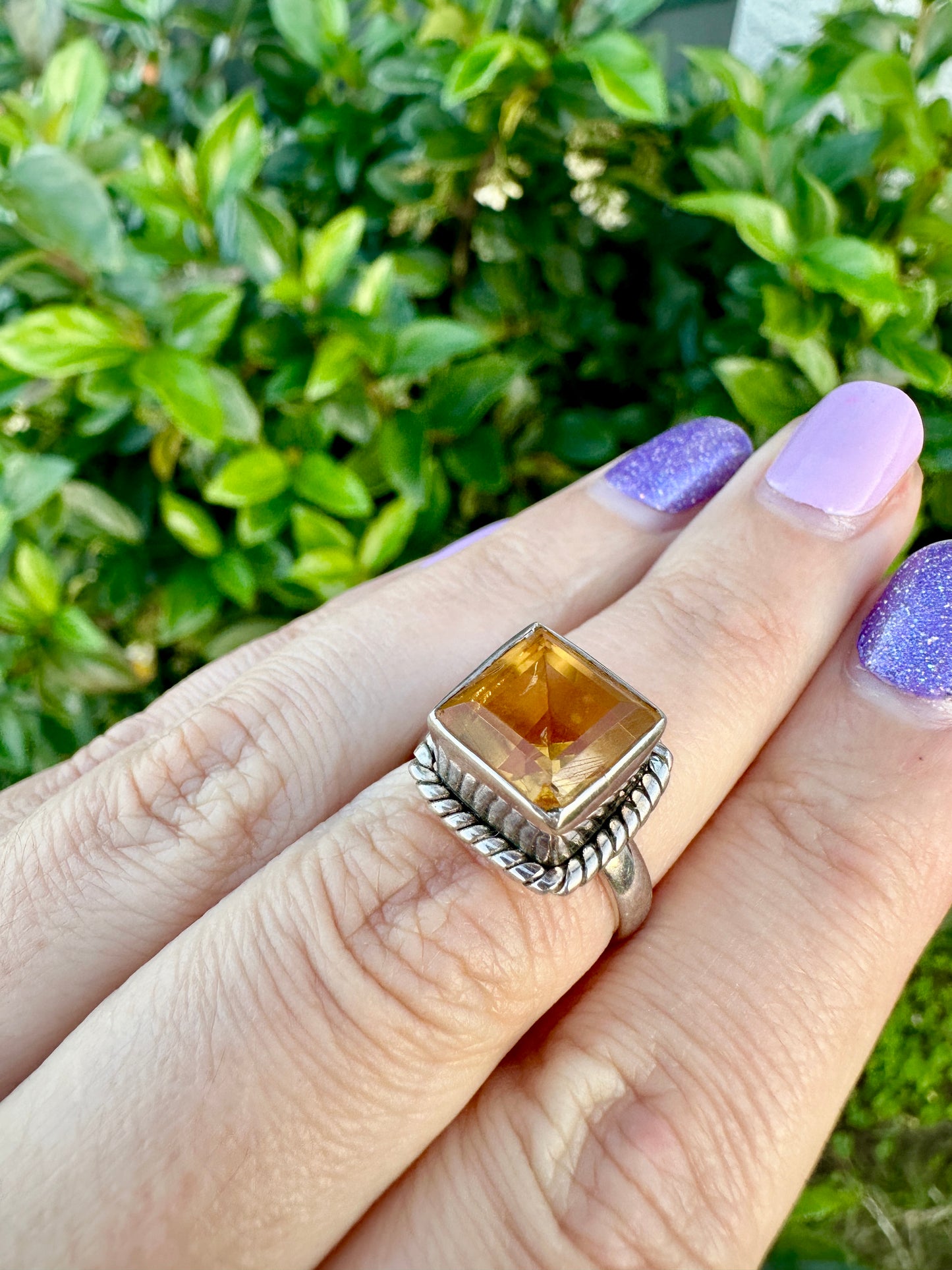 Citrine Ring Sterling Silver - Handcrafted Size 6 Citrine Gemstone Ring - Elegant Jewelry for Healing & Focus