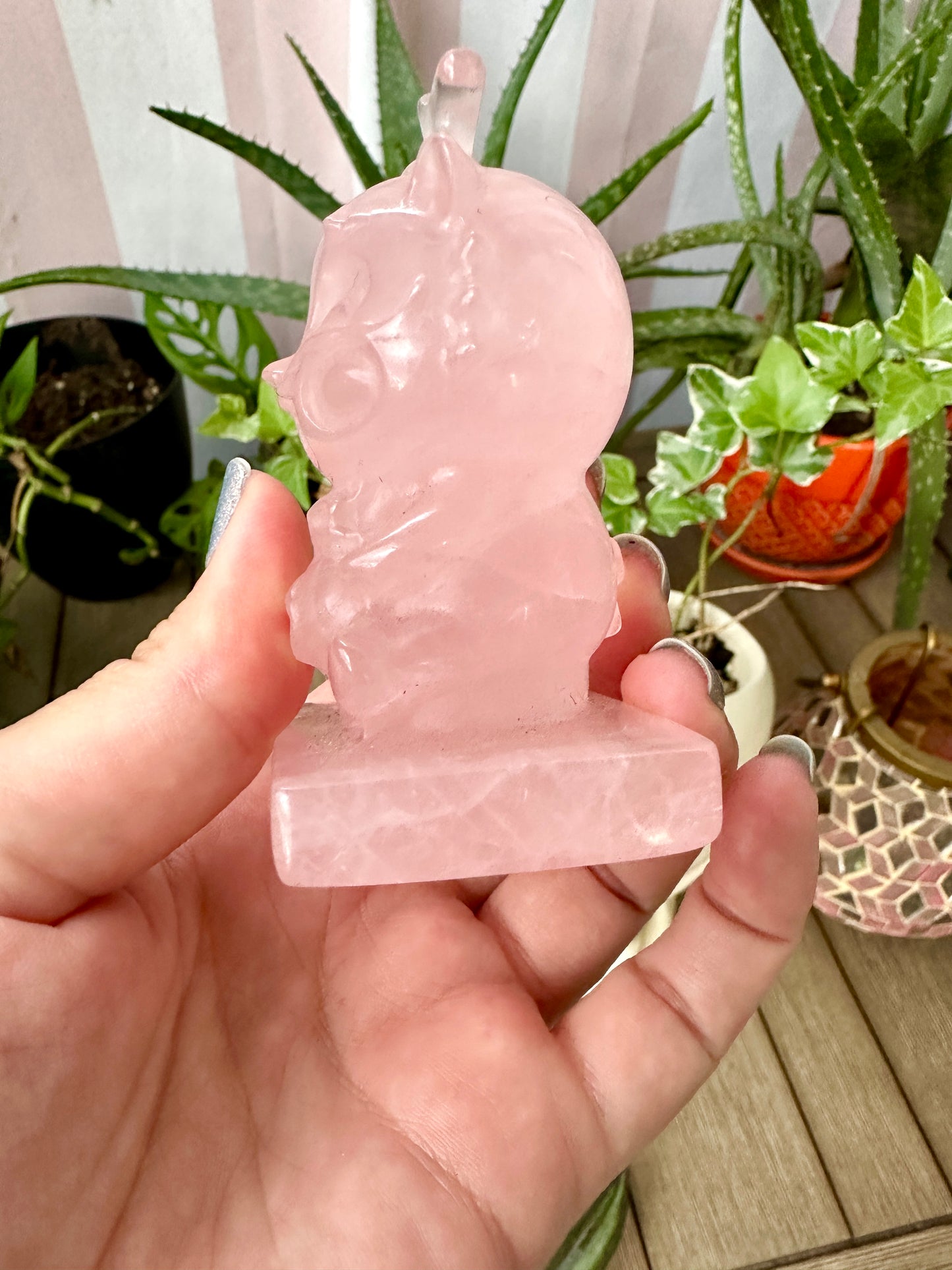 Rose Quartz Baby Dragon Carving - Natural Gemstone Decor - Unique Healing Stone Sculpture - Boho Style Home Accent