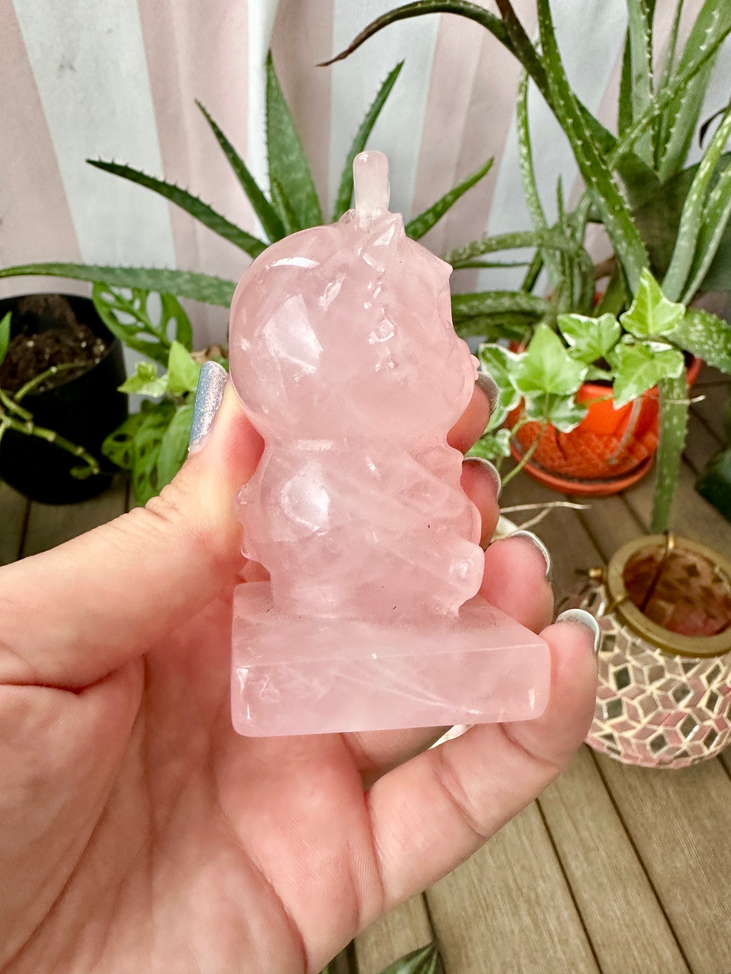 Rose Quartz Baby Dragon Carving - Natural Gemstone Decor - Unique Healing Stone Sculpture - Boho Style Home Accent