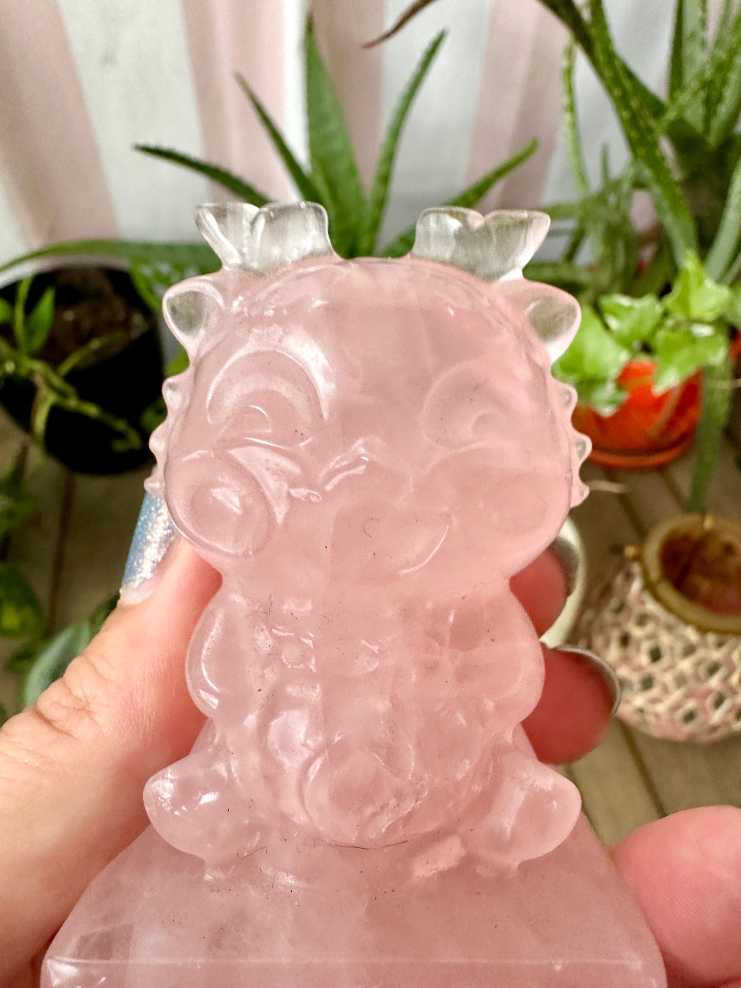 Rose Quartz Baby Dragon Carving - Natural Gemstone Decor - Unique Healing Stone Sculpture - Boho Style Home Accent