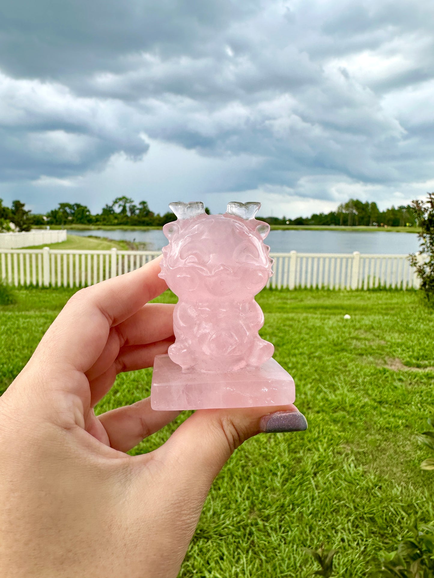 Rose Quartz Baby Dragon Carving - Natural Gemstone Decor - Unique Healing Stone Sculpture - Boho Style Home Accent