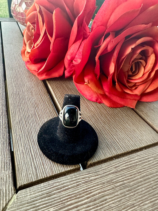 Sophisticated Sterling Silver Black Onyx Ring - Size 6, A Symbol of Protection and Elegance, Perfect for Everyday Wear