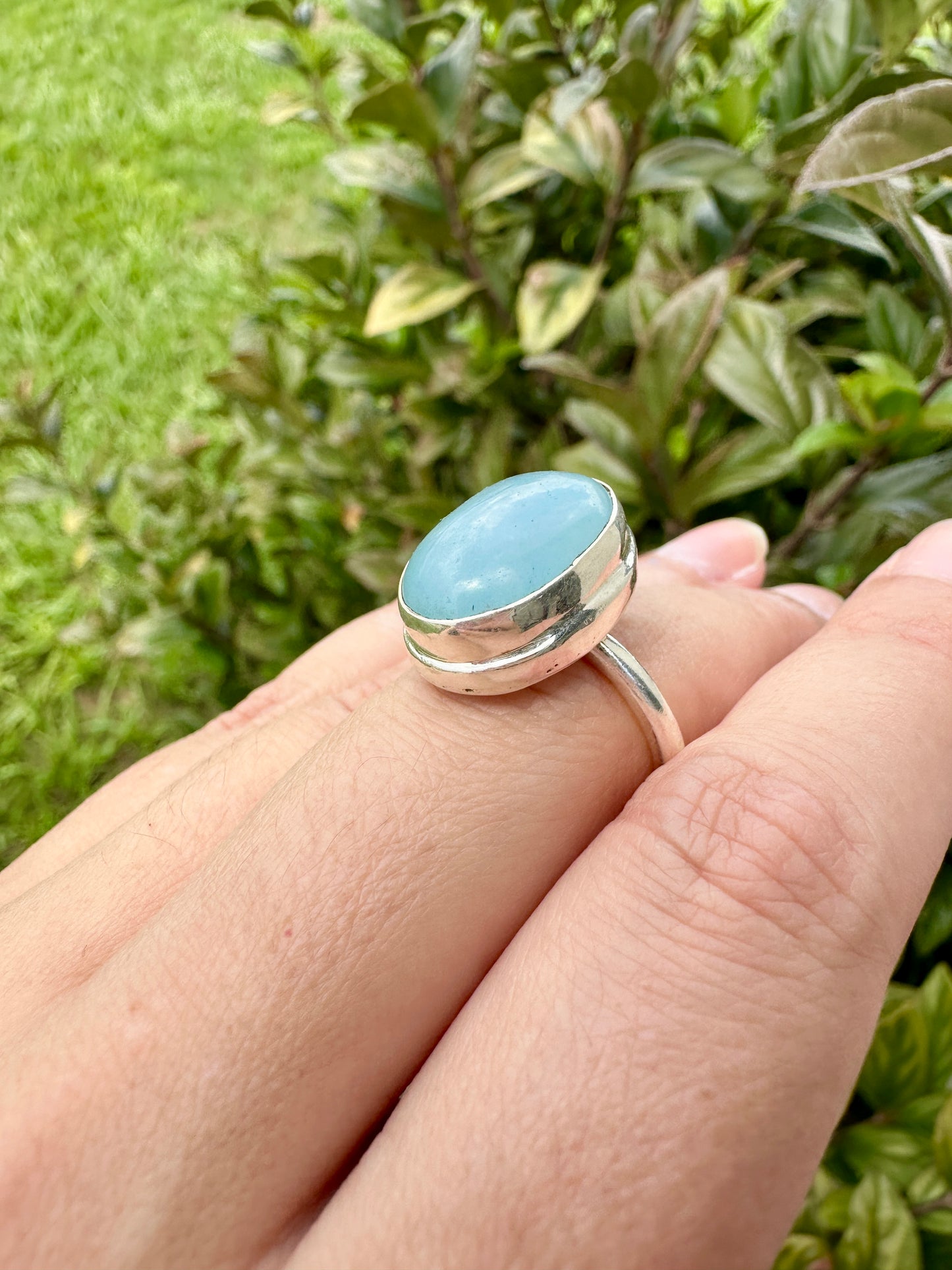 Aquamarine Sterling Silver Ring Size 8 - Genuine Aquamarine Gemstone - Elegant Sterling Silver Band - March Birthstone Ring - Perfect Gift for Her