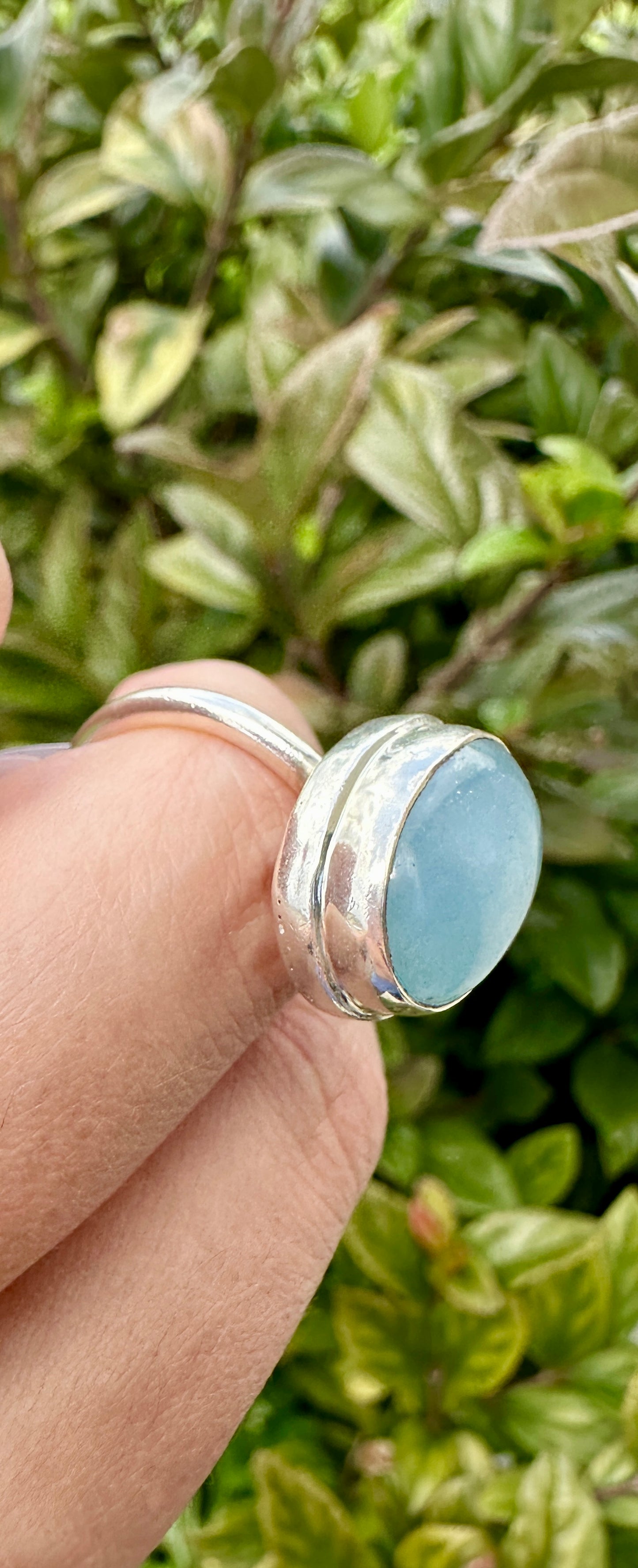 Aquamarine Sterling Silver Ring Size 8 - Genuine Aquamarine Gemstone - Elegant Sterling Silver Band - March Birthstone Ring - Perfect Gift for Her