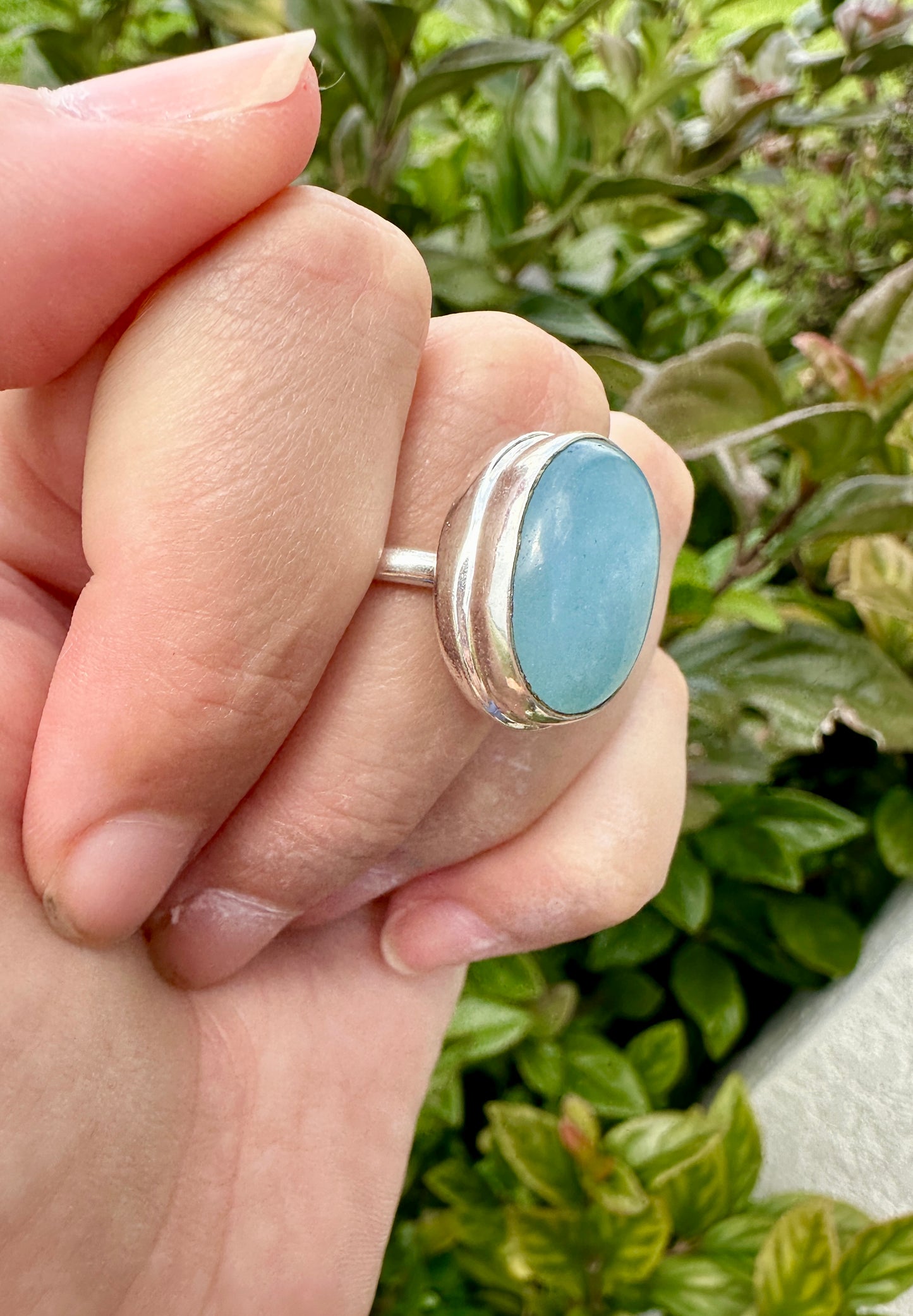 Aquamarine Sterling Silver Ring Size 8 - Genuine Aquamarine Gemstone - Elegant Sterling Silver Band - March Birthstone Ring - Perfect Gift for Her