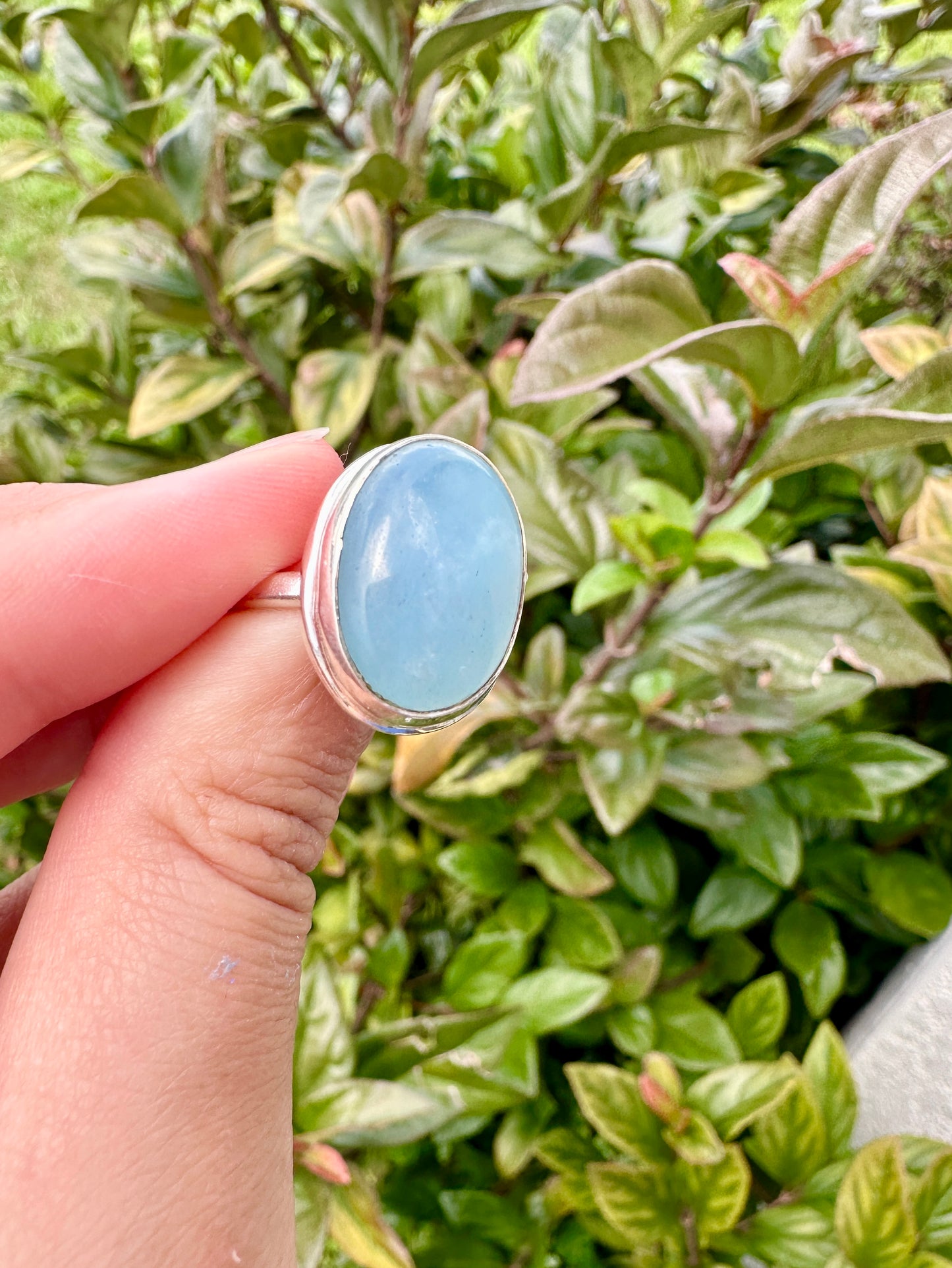 Aquamarine Sterling Silver Ring Size 8 - Genuine Aquamarine Gemstone - Elegant Sterling Silver Band - March Birthstone Ring - Perfect Gift for Her