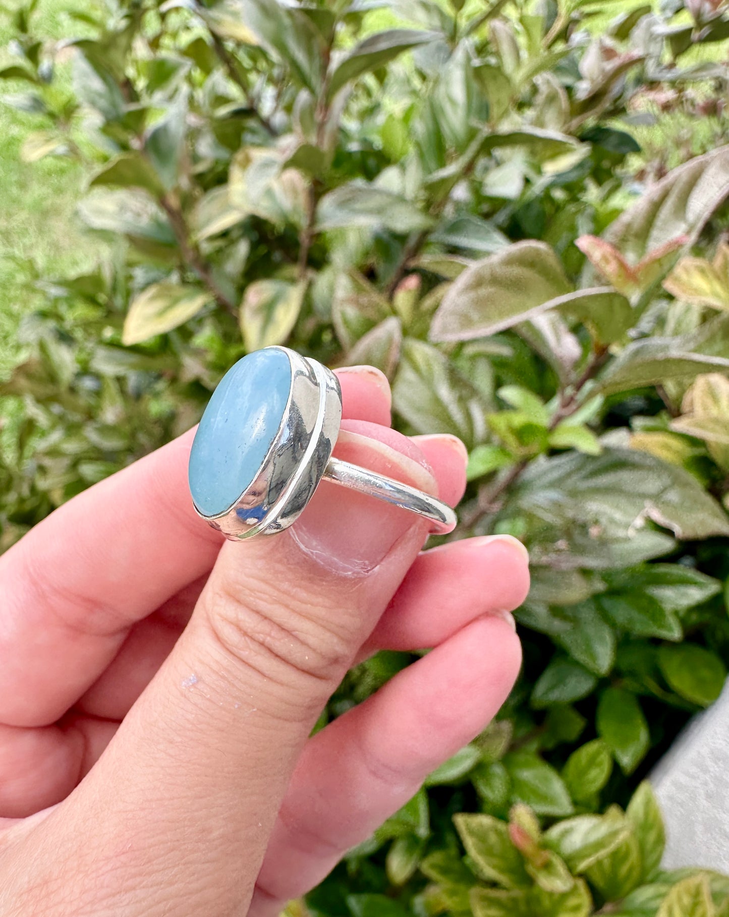 Aquamarine Sterling Silver Ring Size 8 - Genuine Aquamarine Gemstone - Elegant Sterling Silver Band - March Birthstone Ring - Perfect Gift for Her