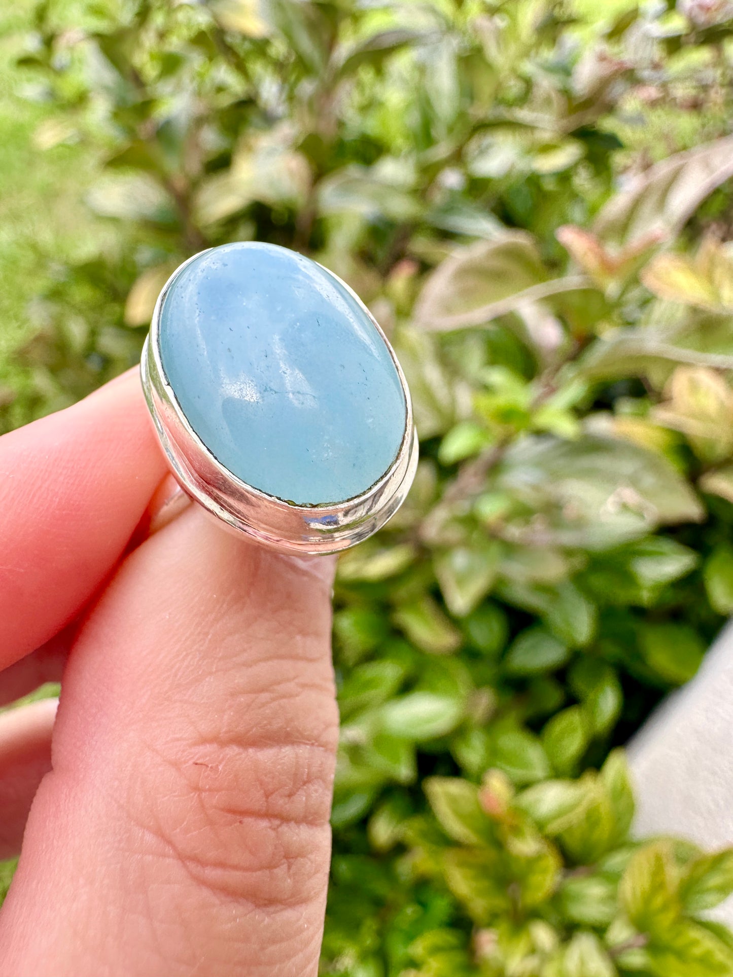 Aquamarine Sterling Silver Ring Size 8 - Genuine Aquamarine Gemstone - Elegant Sterling Silver Band - March Birthstone Ring - Perfect Gift for Her