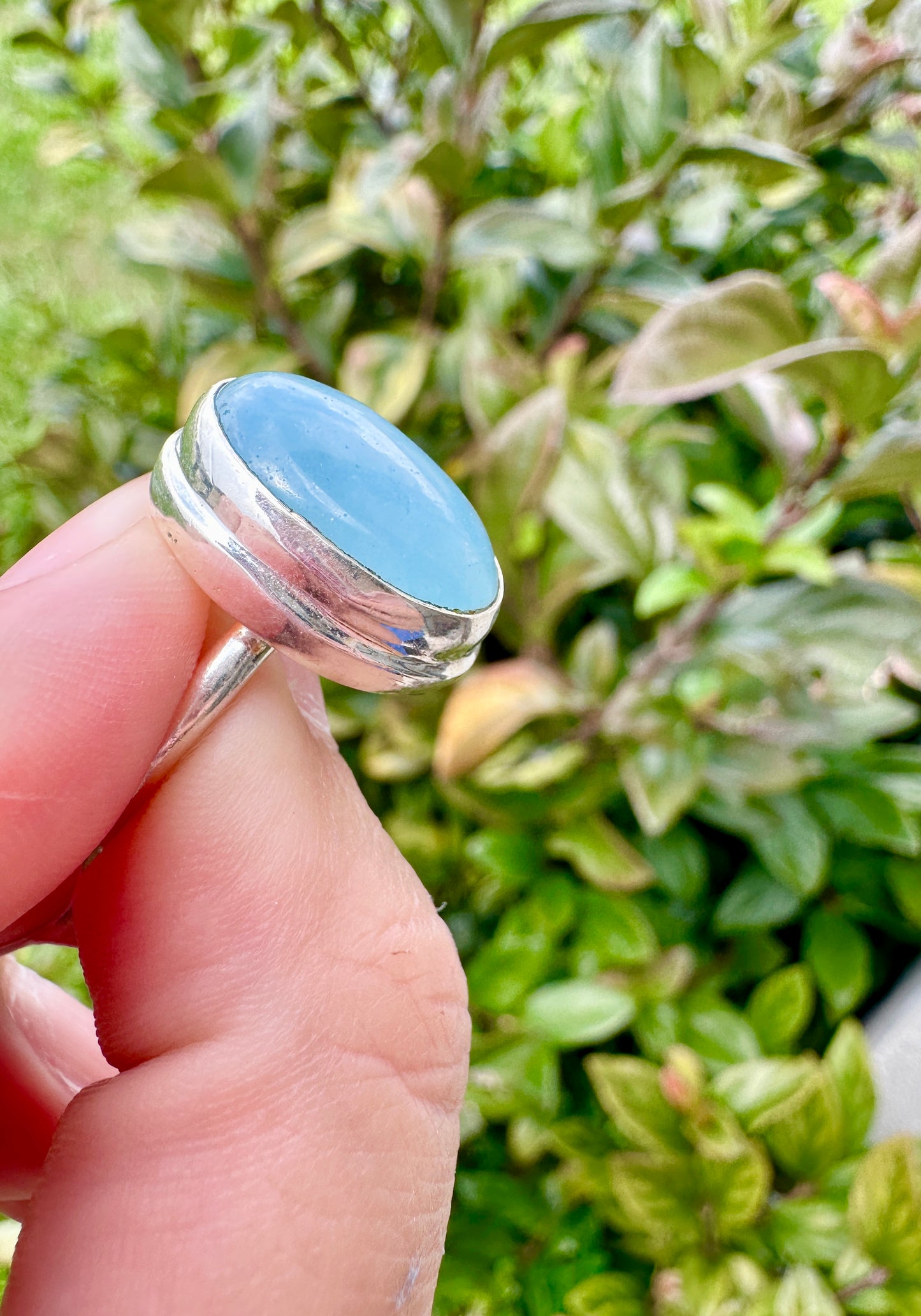 Aquamarine Sterling Silver Ring Size 8 - Genuine Aquamarine Gemstone - Elegant Sterling Silver Band - March Birthstone Ring - Perfect Gift for Her