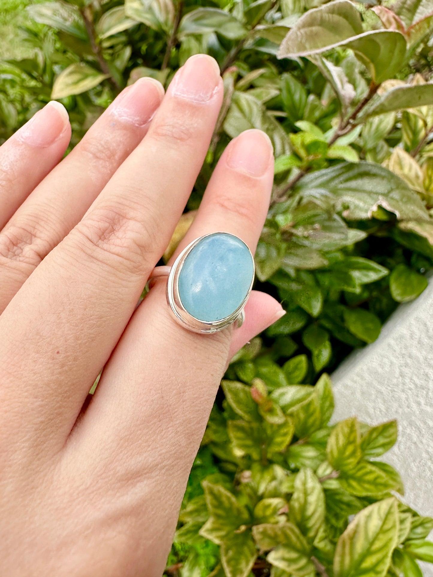 Aquamarine Sterling Silver Ring Size 8 - Genuine Aquamarine Gemstone - Elegant Sterling Silver Band - March Birthstone Ring - Perfect Gift for Her