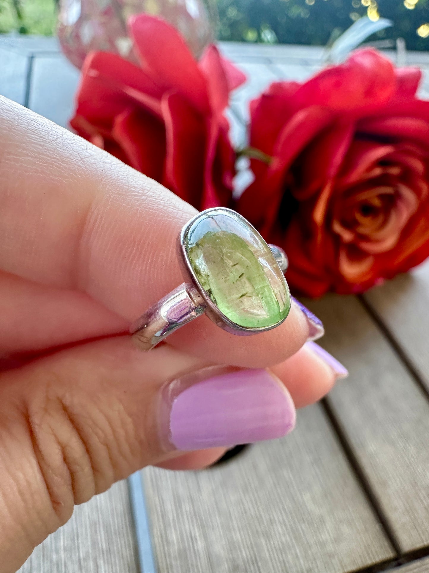 Green Kyanite Ring Size 6, Unique Handcrafted Gemstone Jewelry, Perfect Gift for Nature Lovers, Sterling Silver Elegant Accessory