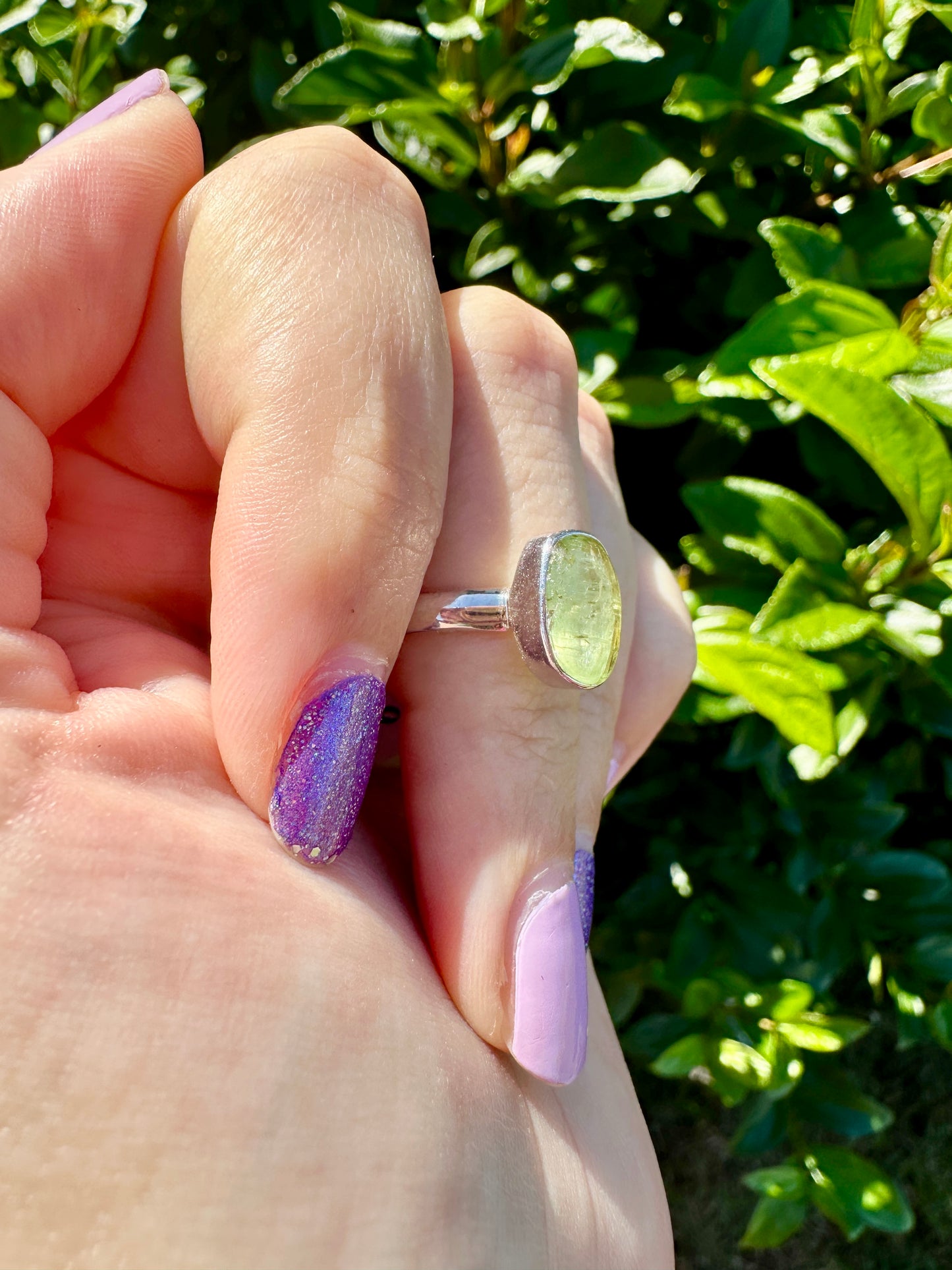 Green Kyanite Ring Size 6, Unique Handcrafted Gemstone Jewelry, Perfect Gift for Nature Lovers, Sterling Silver Elegant Accessory