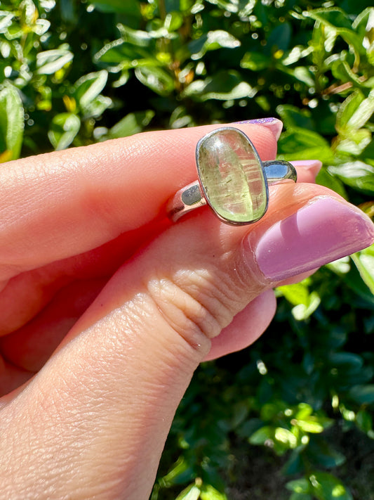 Green Kyanite Ring Size 6, Unique Handcrafted Gemstone Jewelry, Perfect Gift for Nature Lovers, Sterling Silver Elegant Accessory