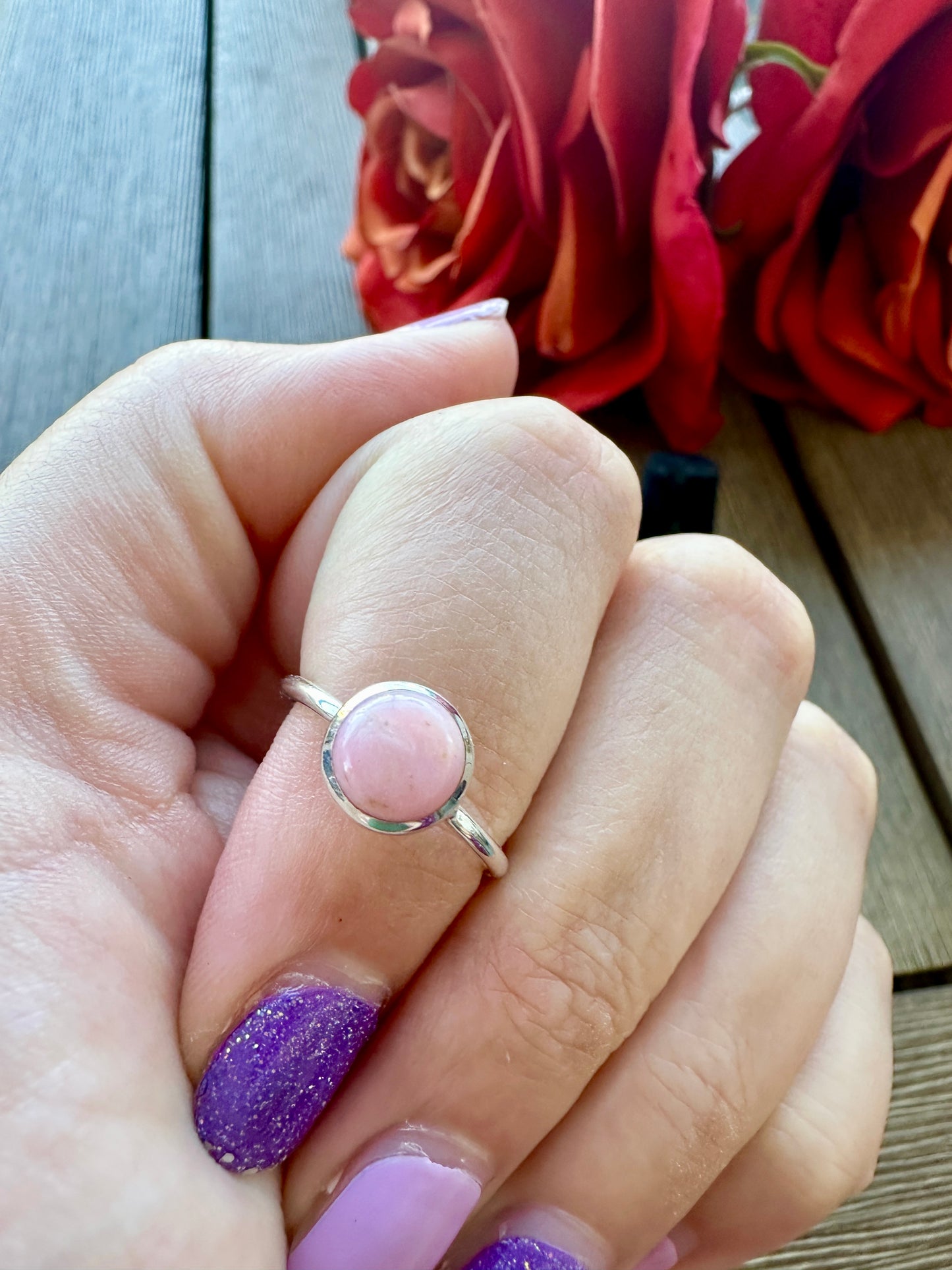 Pink Opal Ring Size 6, Delicate Handcrafted Gemstone Jewelry, Perfect Gift for Her, Sterling Silver Feminine Accessory, Unique Love Symbol