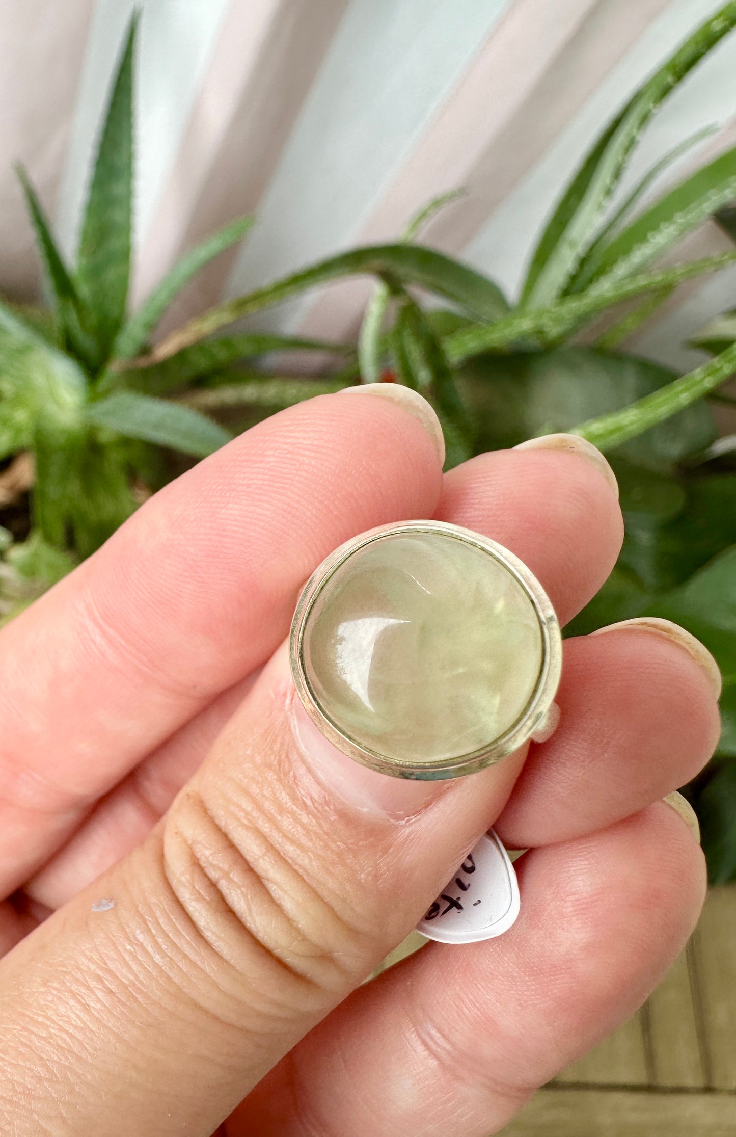 Sterling Silver Prehnite Ring Size 6.25 - Natural Gemstone Jewelry - Elegant Boho Style Statement Ring - Unique Gift for Her