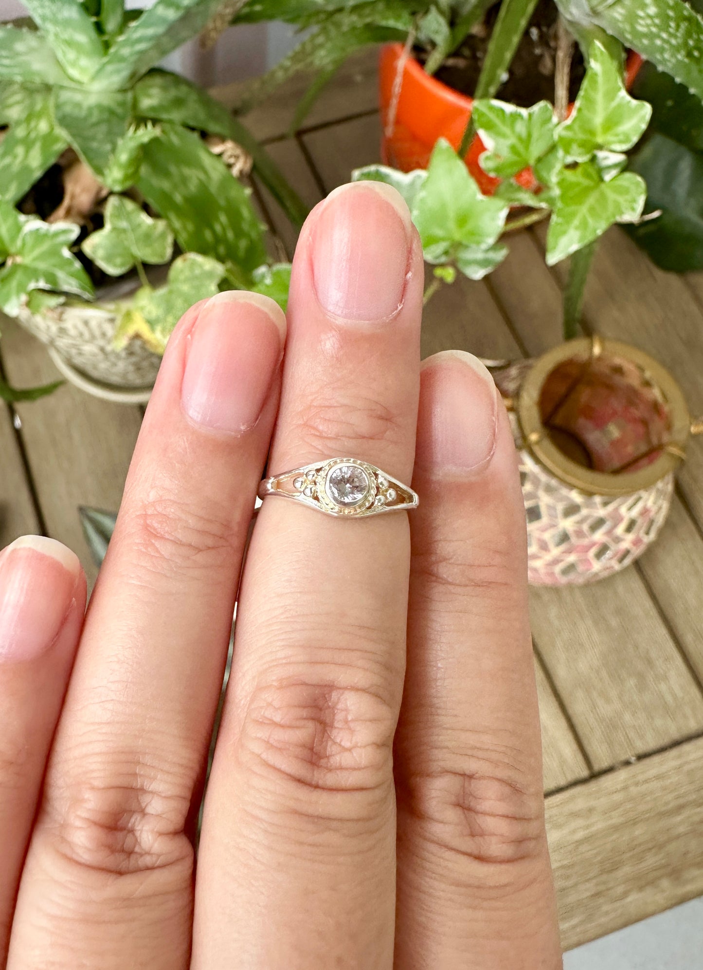 Quartz Sterling Silver Ring Size 5 - Natural Gemstone Jewelry - Elegant Boho Style Statement Ring - Unique Gift for Her