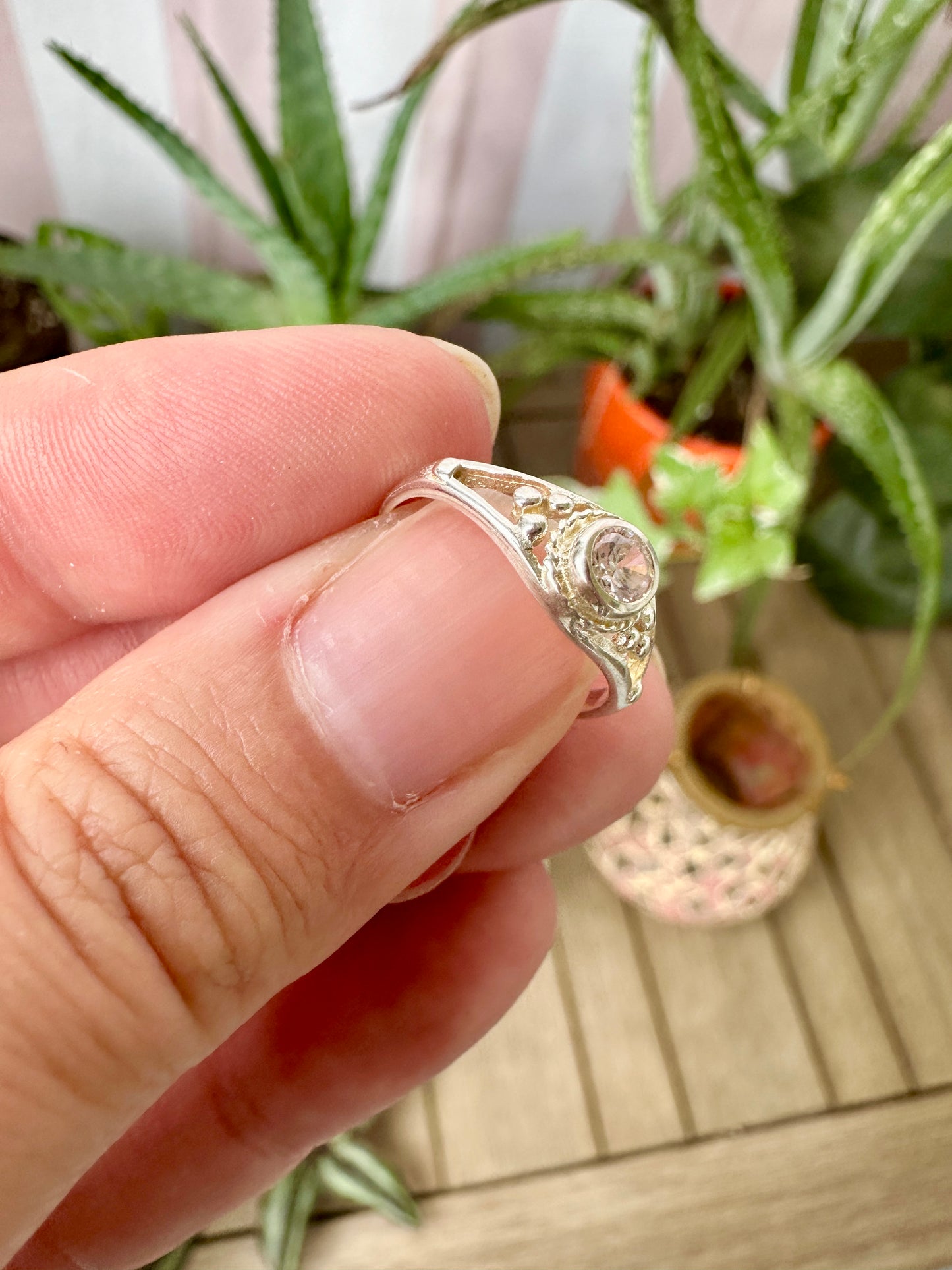 Quartz Sterling Silver Ring Size 5 - Natural Gemstone Jewelry - Elegant Boho Style Statement Ring - Unique Gift for Her