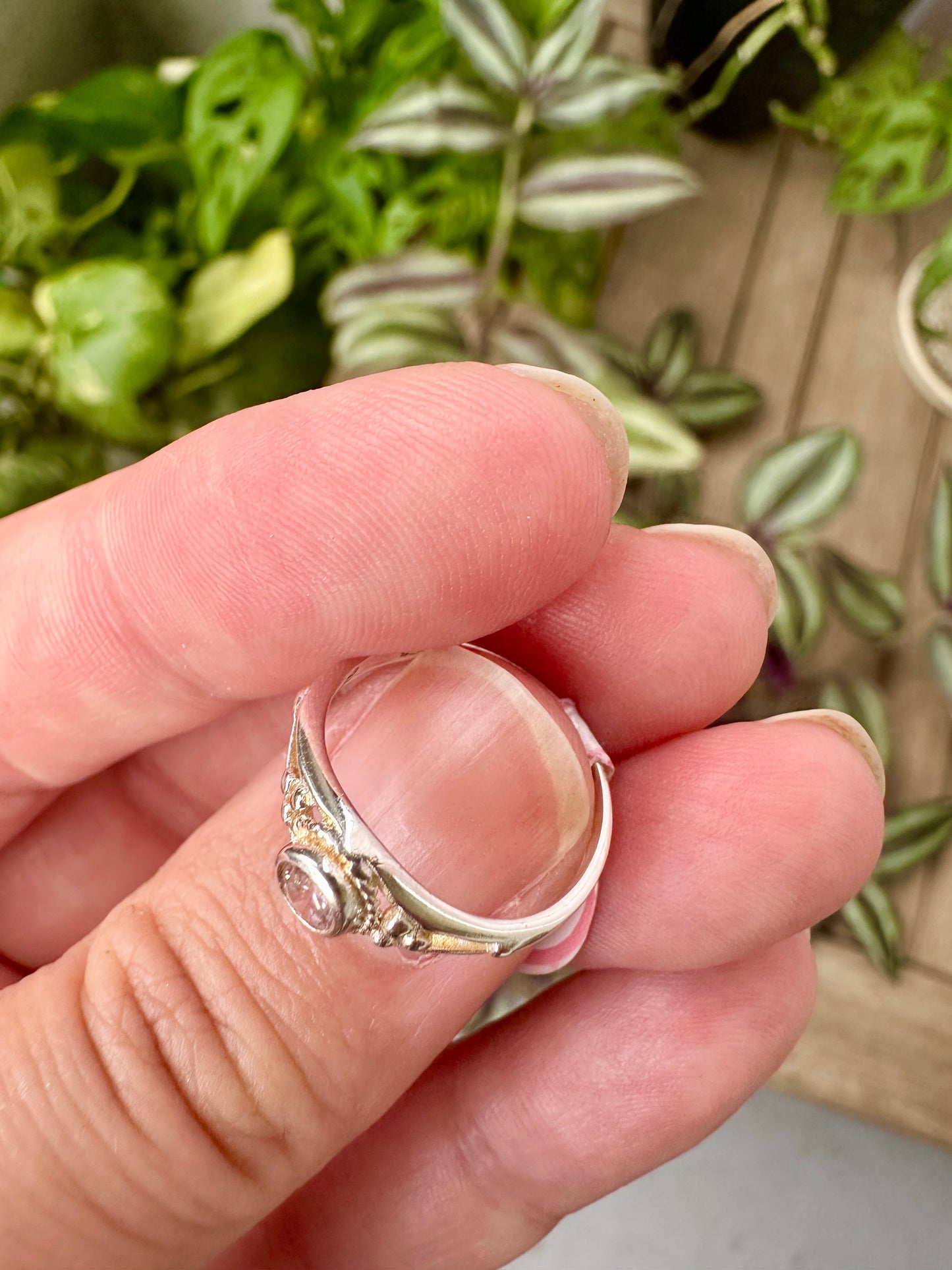 Quartz Sterling Silver Ring Size 5 - Natural Gemstone Jewelry - Elegant Boho Style Statement Ring - Unique Gift for Her