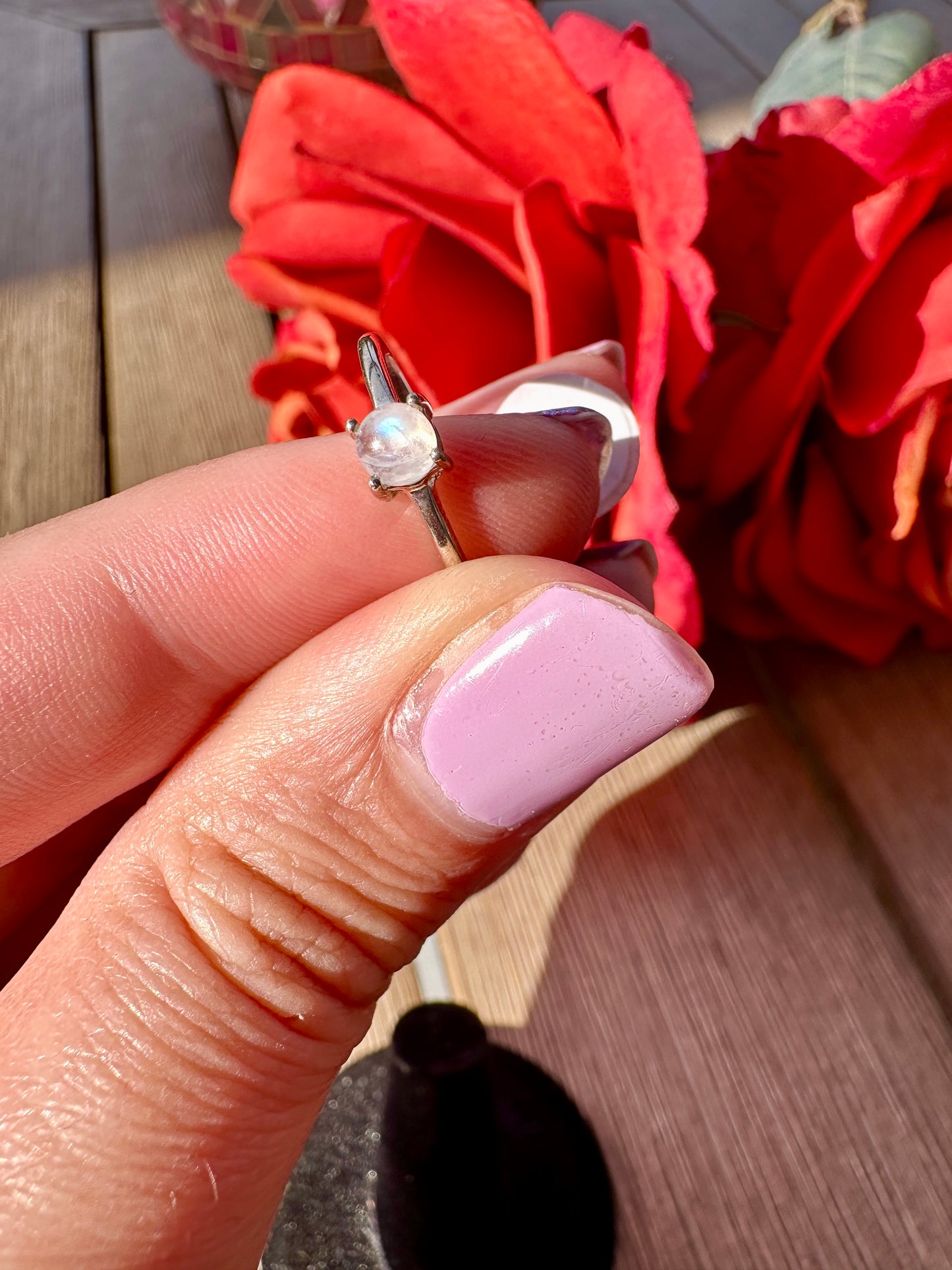 Beautiful Sterling Silver Moonstone Ring Size 6, Captivating Handcrafted Gemstone Jewelry, Mystical Lunar Inspired Accessory, Unique Gift Idea