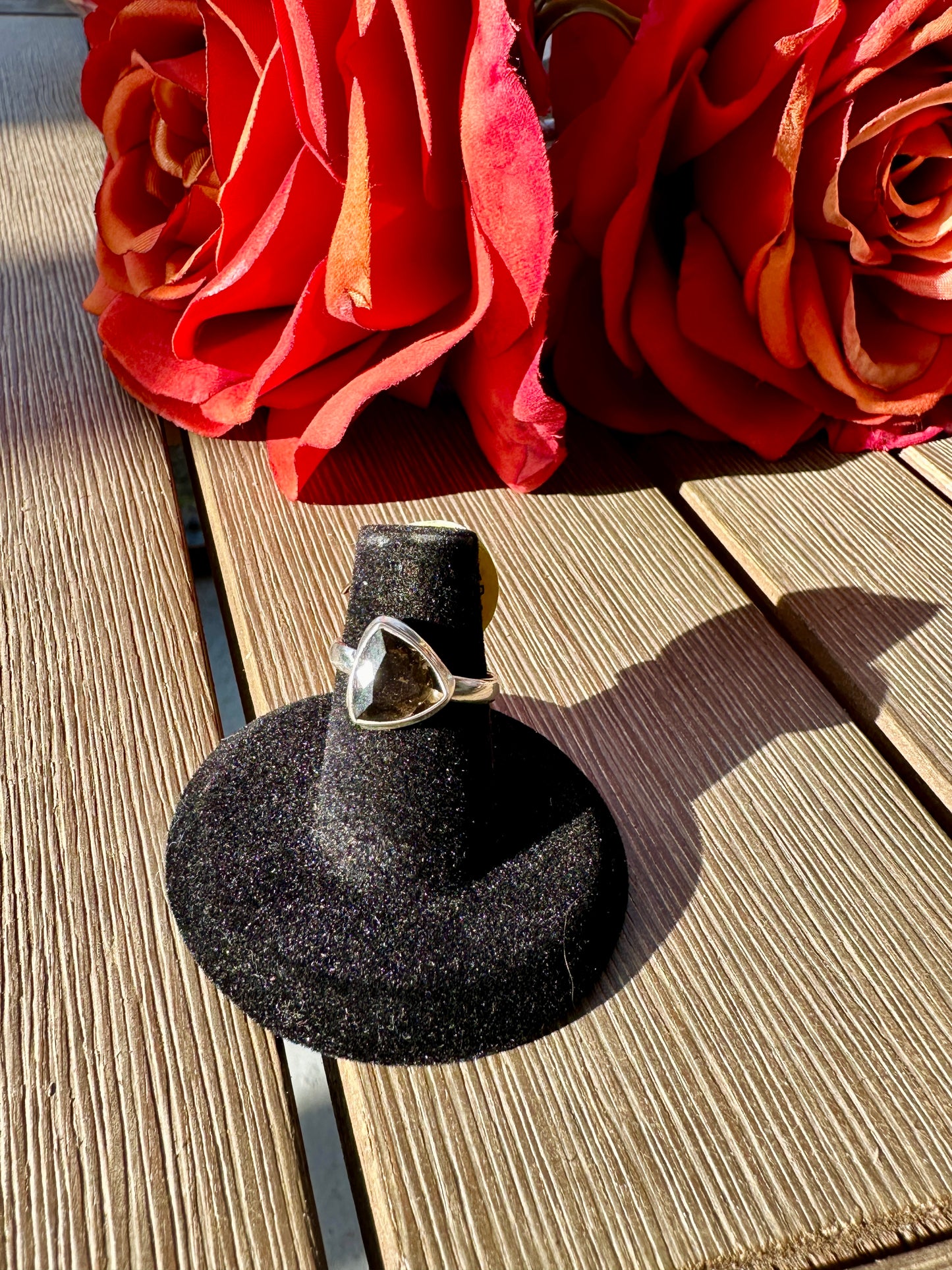 Elegant Smoky Quartz Sterling Silver Ring - Size 6, Sophisticated Handcrafted Jewelry for Grounding and Protection