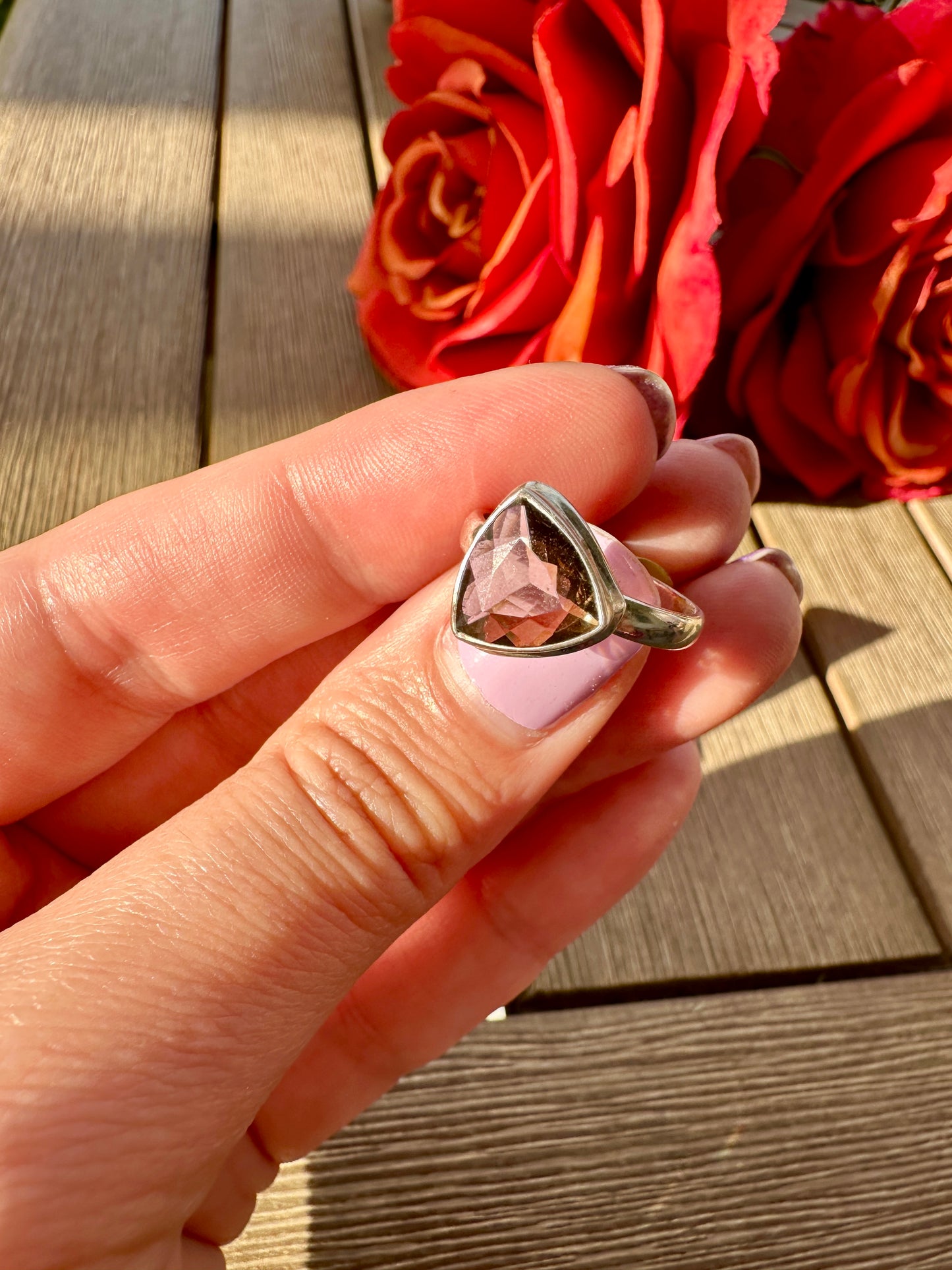 Elegant Smoky Quartz Sterling Silver Ring - Size 6, Sophisticated Handcrafted Jewelry for Grounding and Protection