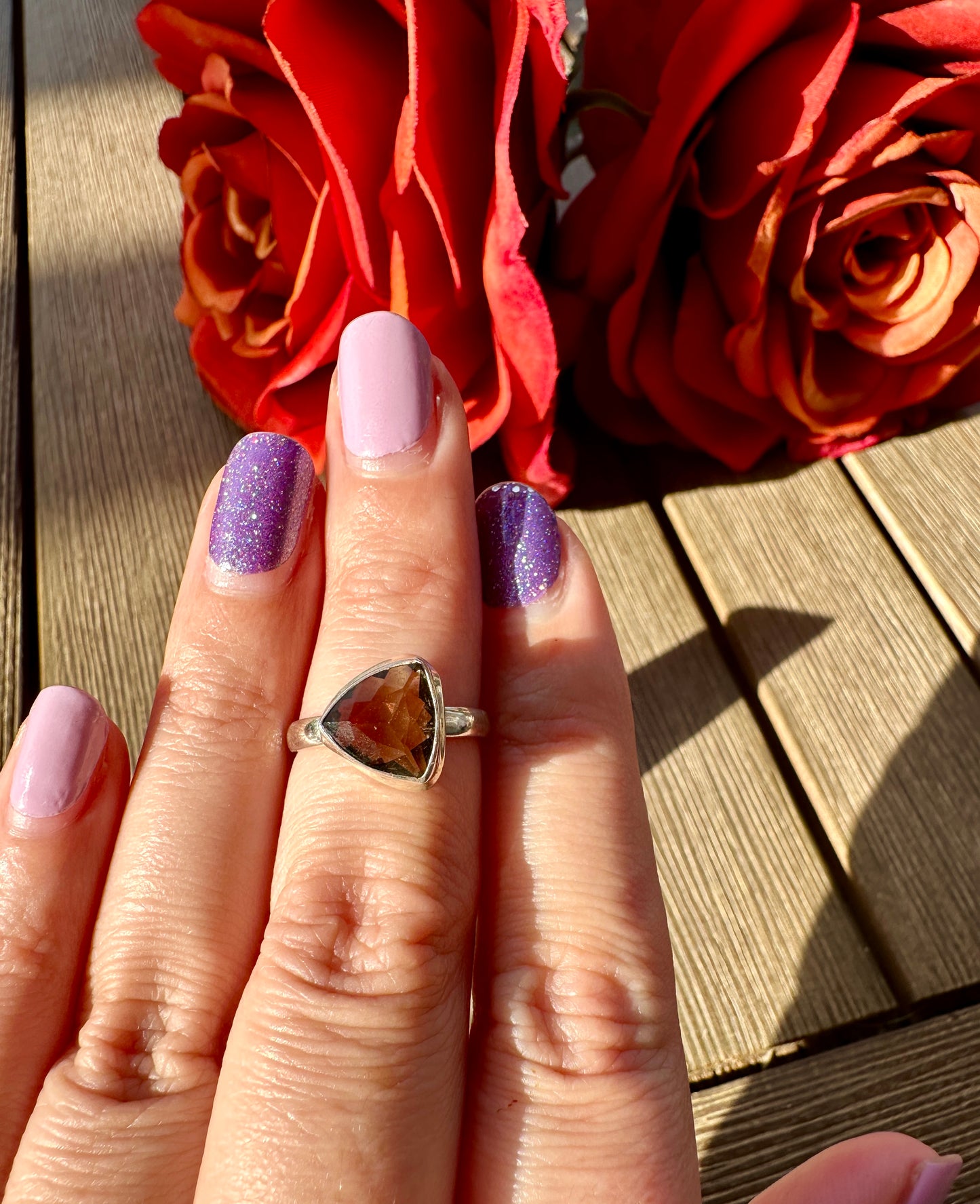 Elegant Smoky Quartz Sterling Silver Ring - Size 6, Sophisticated Handcrafted Jewelry for Grounding and Protection