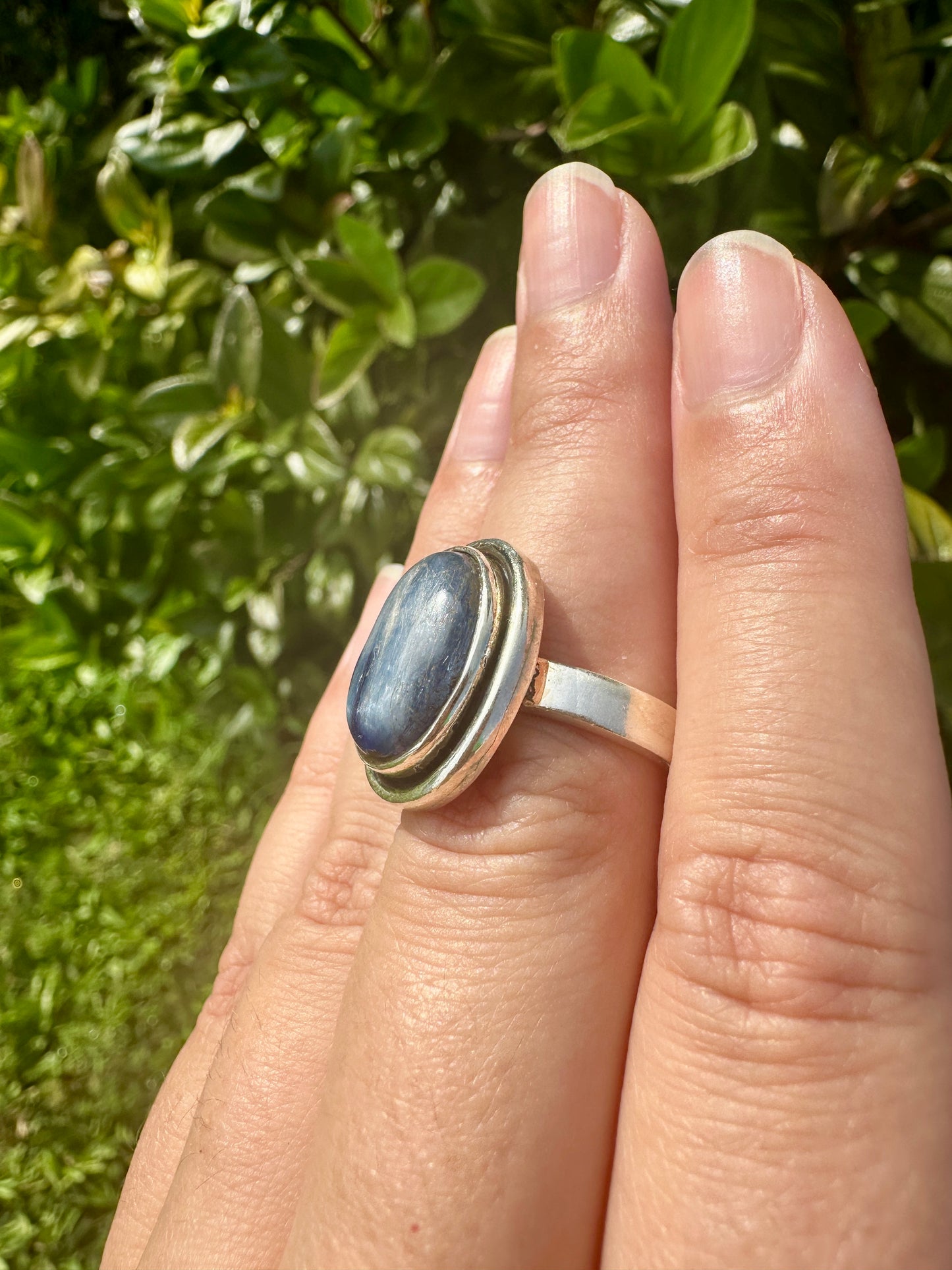 Sterling Silver Kyanite Ring Size 7.75 - Natural Gemstone Jewelry - Elegant Boho Style Statement Ring - Unique Gift for Her