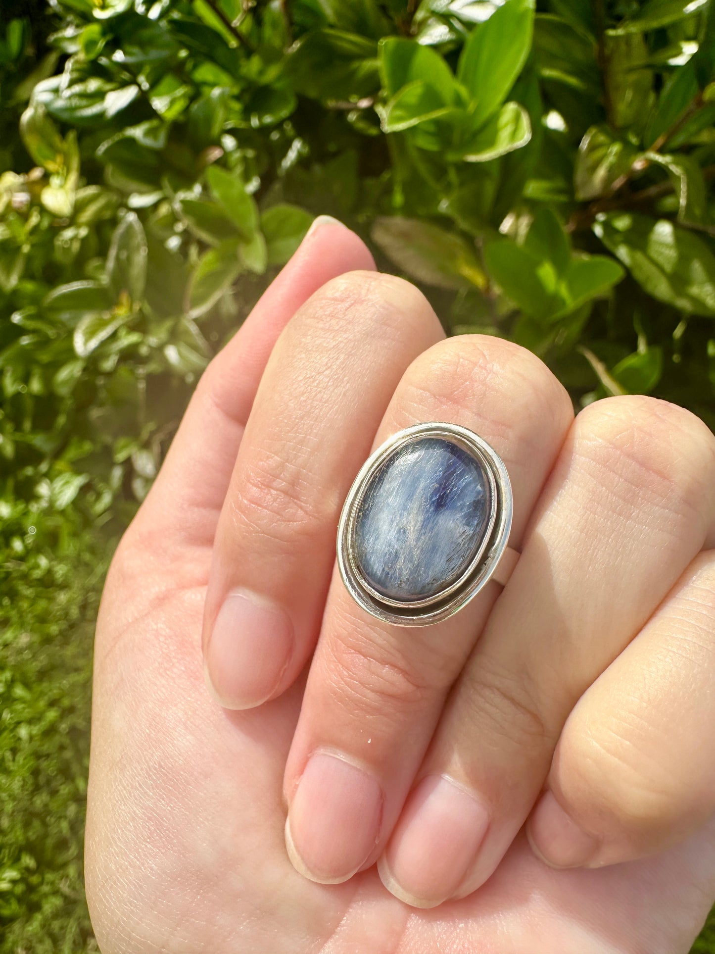 Sterling Silver Kyanite Ring Size 7.75 - Natural Gemstone Jewelry - Elegant Boho Style Statement Ring - Unique Gift for Her