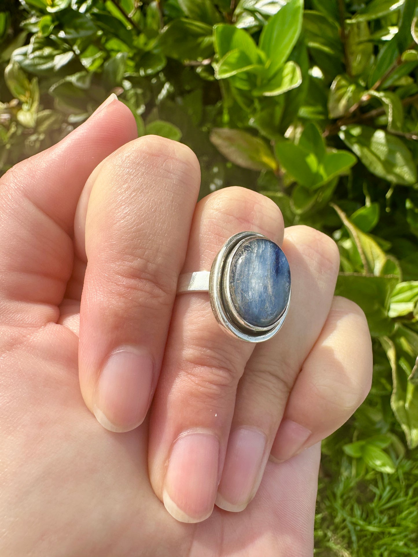 Sterling Silver Kyanite Ring Size 7.75 - Natural Gemstone Jewelry - Elegant Boho Style Statement Ring - Unique Gift for Her